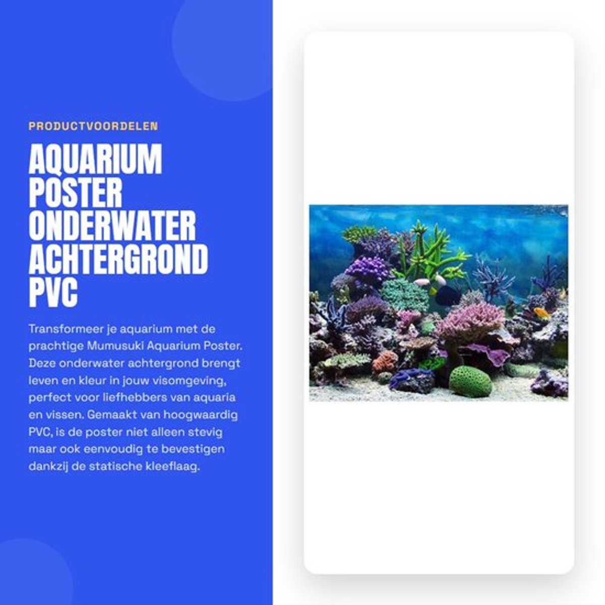 Dailygoods- Aquarium Poster Onderwater Zee Koraal - PVC Achtergrond - Zelfklevend