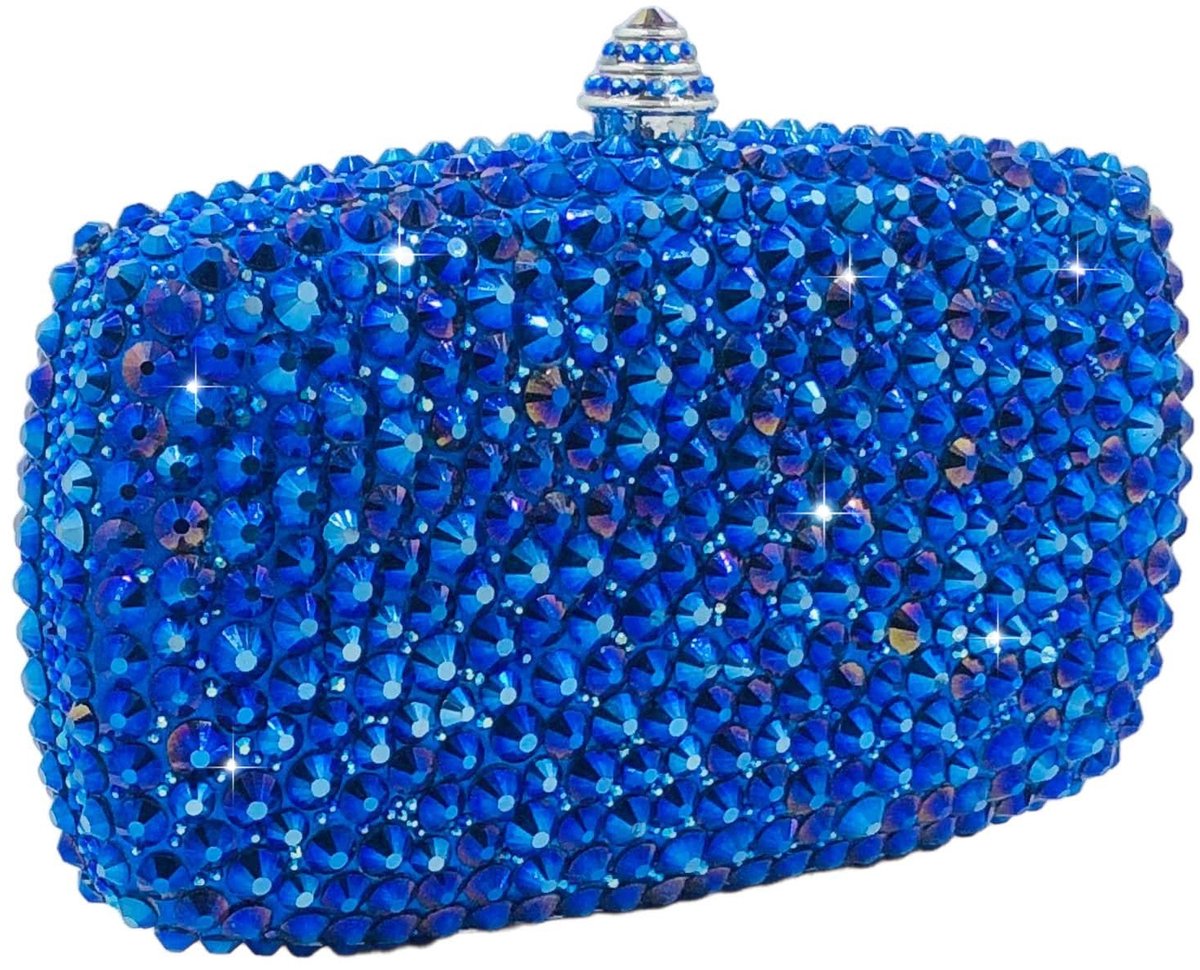 Elzusha - Clutch Handtas met Kristallen Spikes - Blauw