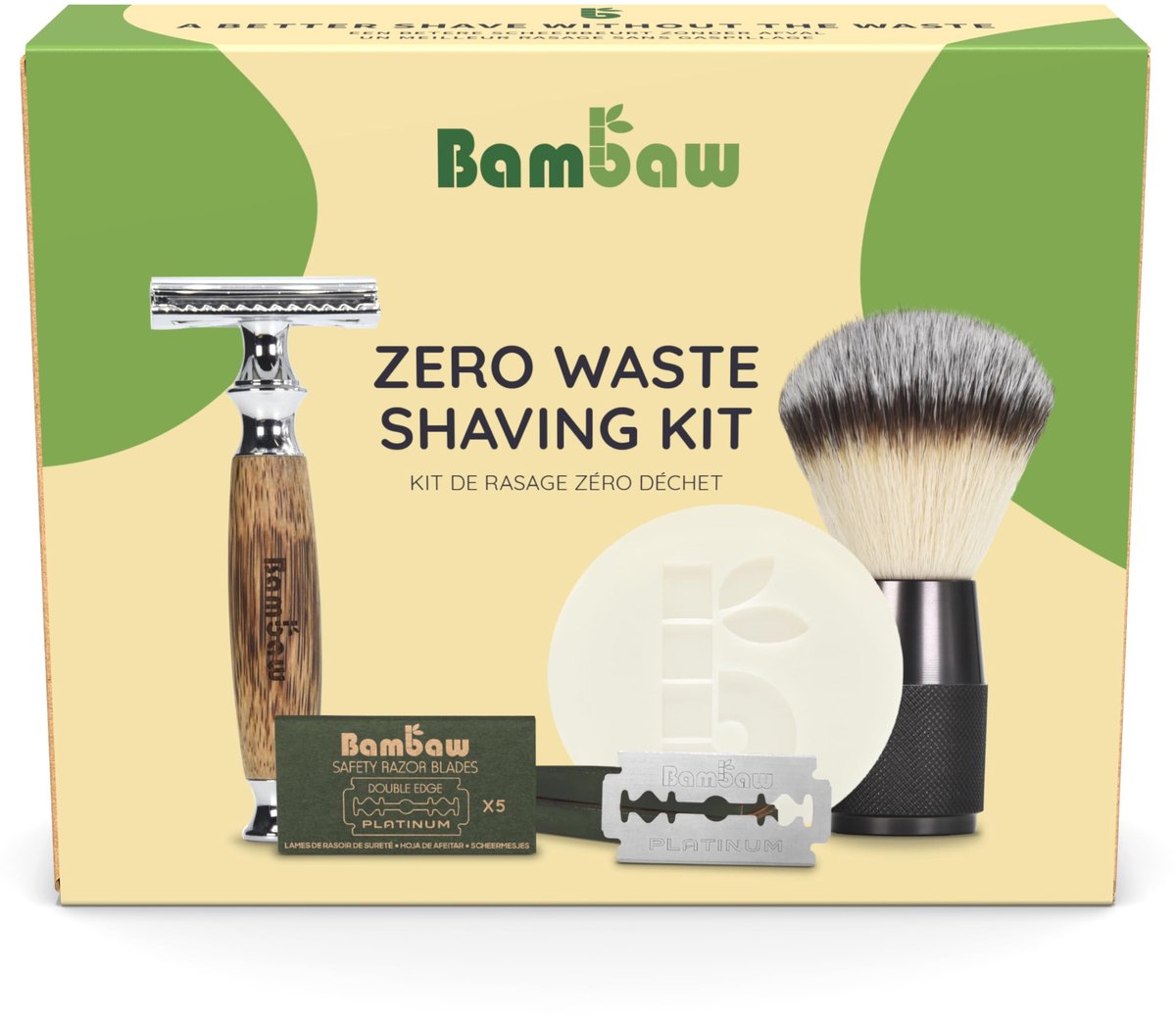 Elzusha - Duurzaam Scheerset met Bamboe Scheermes en Shaving Brush