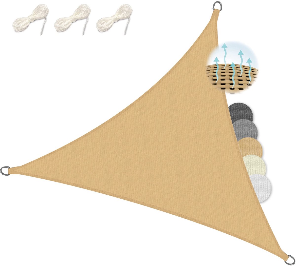 Elzusha - Zonnescherm Zeil 3x3x3m Sand Driehoek