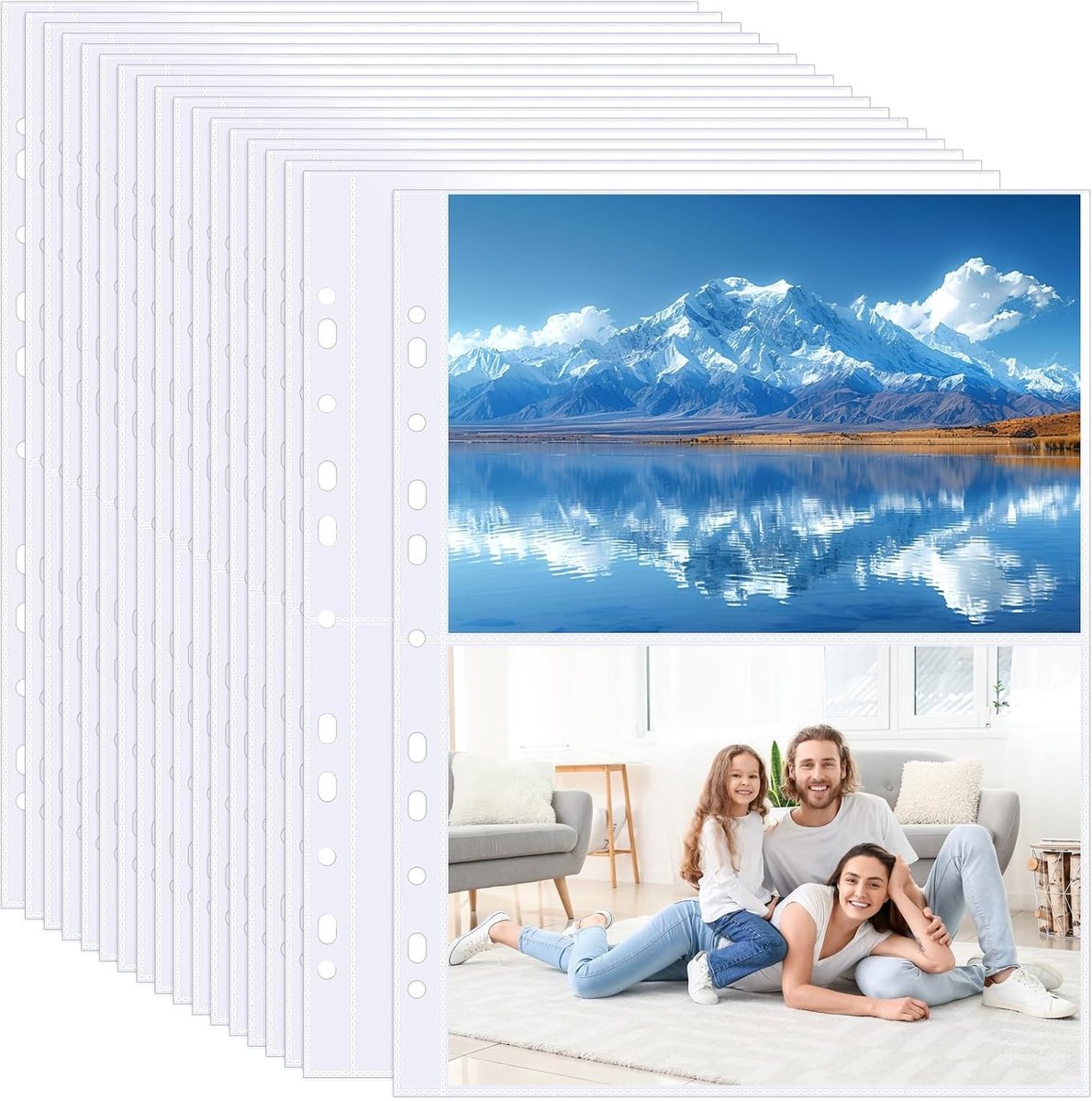 Set van 60 Transparante A4 Fotocovers voor Ringbanden, Dubbelzijdige Bescherming voor Foto's, Herbruikbare Bladzijden voor Fotoalbums (219 x 152 mm)