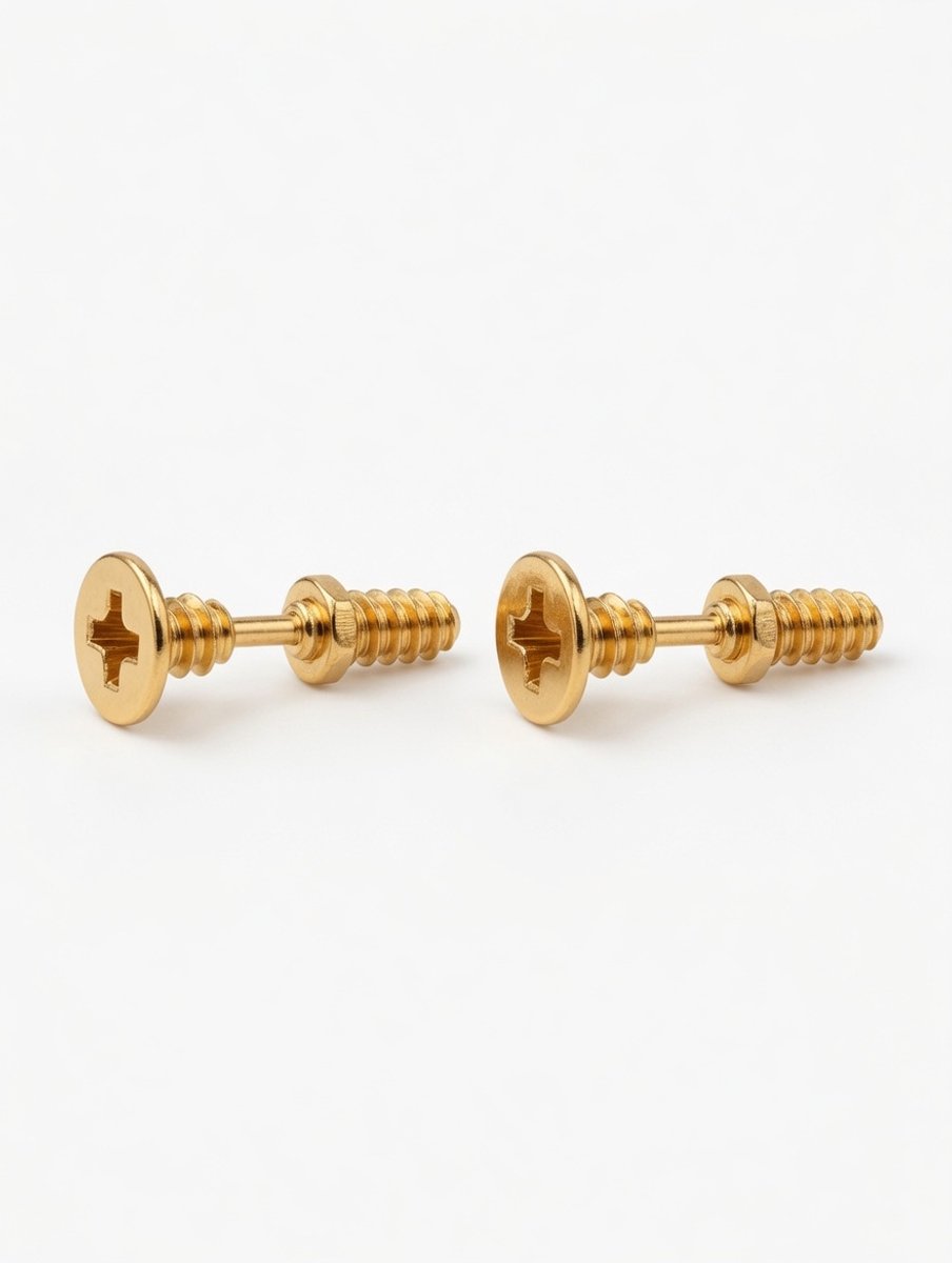 Schroeven Studs' Draaiknop Oorbellen - Goudkleurig - Hypoallergeen - 316L RVS