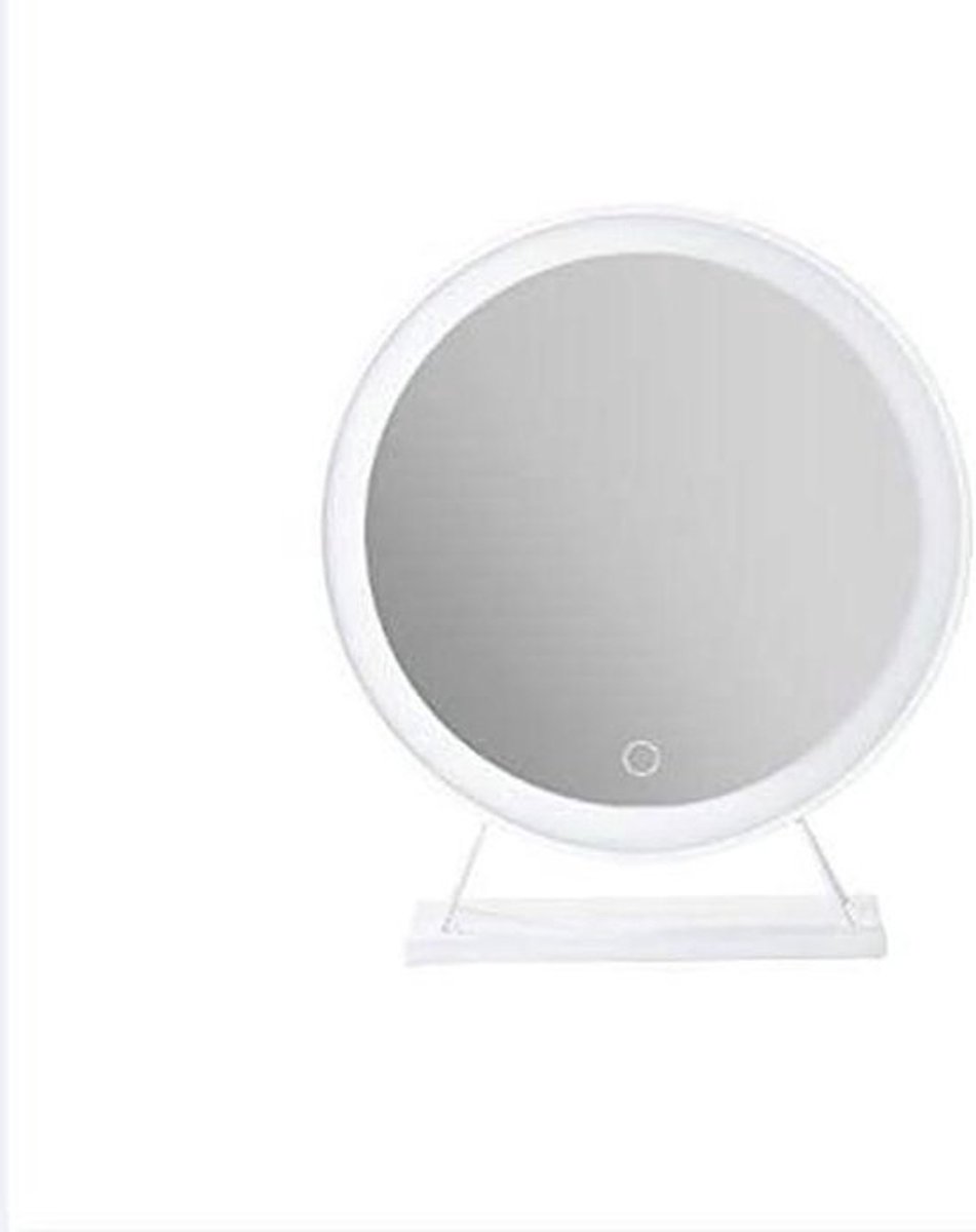Make-upspiegel - Kaptafelspiegel - Voor dagelijkse make-up - Traploos dimbaar - 40 cm diameter - Wit