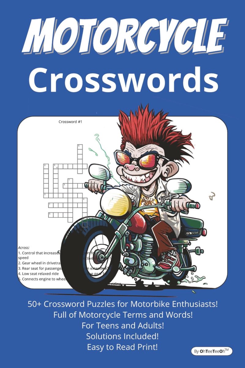 Motorcycle Crossword Book: 50+ Motorcycling-Themed Crossword Puzzles for Riders - Compact 6” x 9” Travel Size - ShopVlot