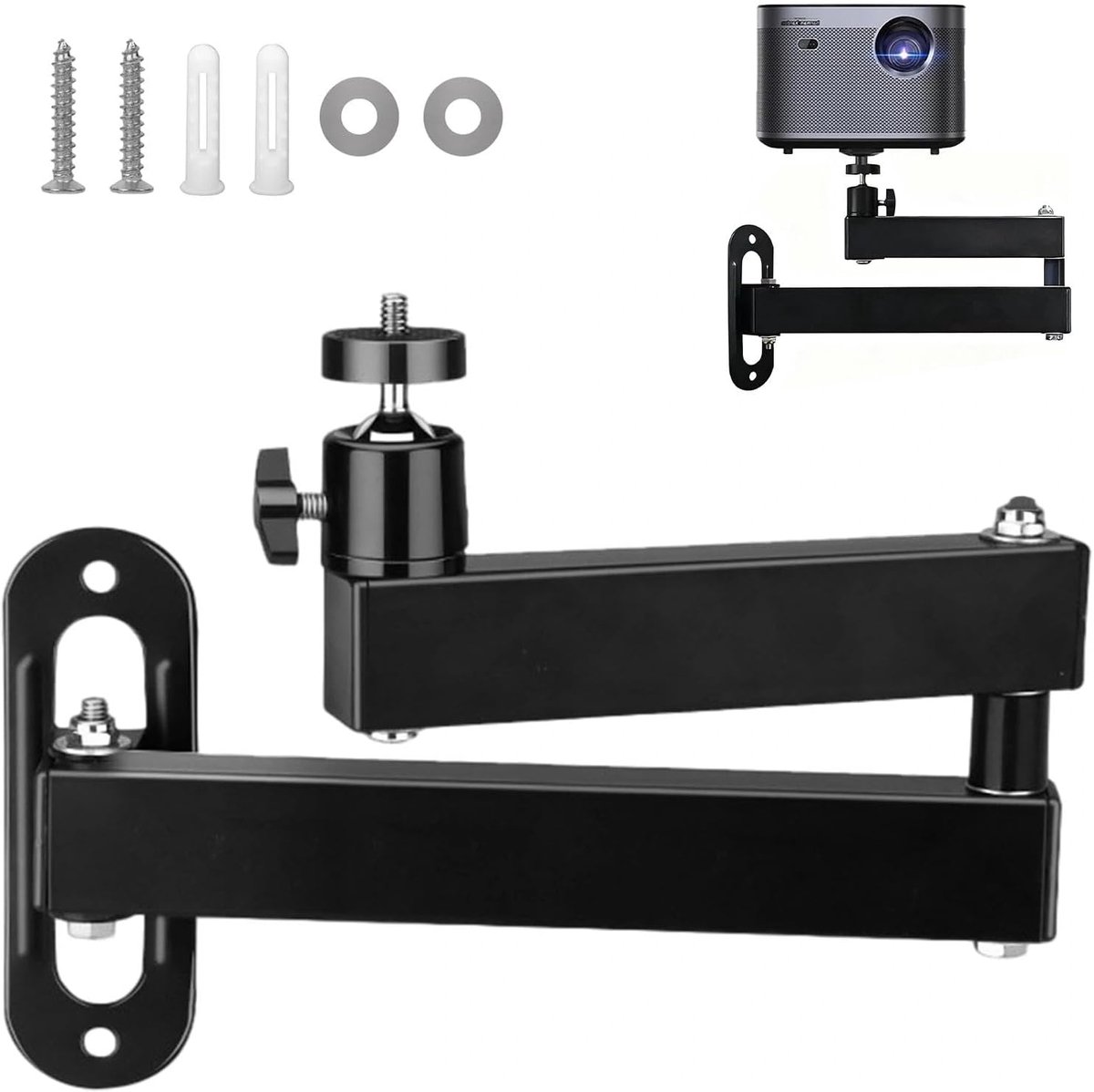 Adjustable 360° Rotating Beamer Wall Bracket - Metal projector tripod with joint arm & 1/4 screw interface - ShopVlot
