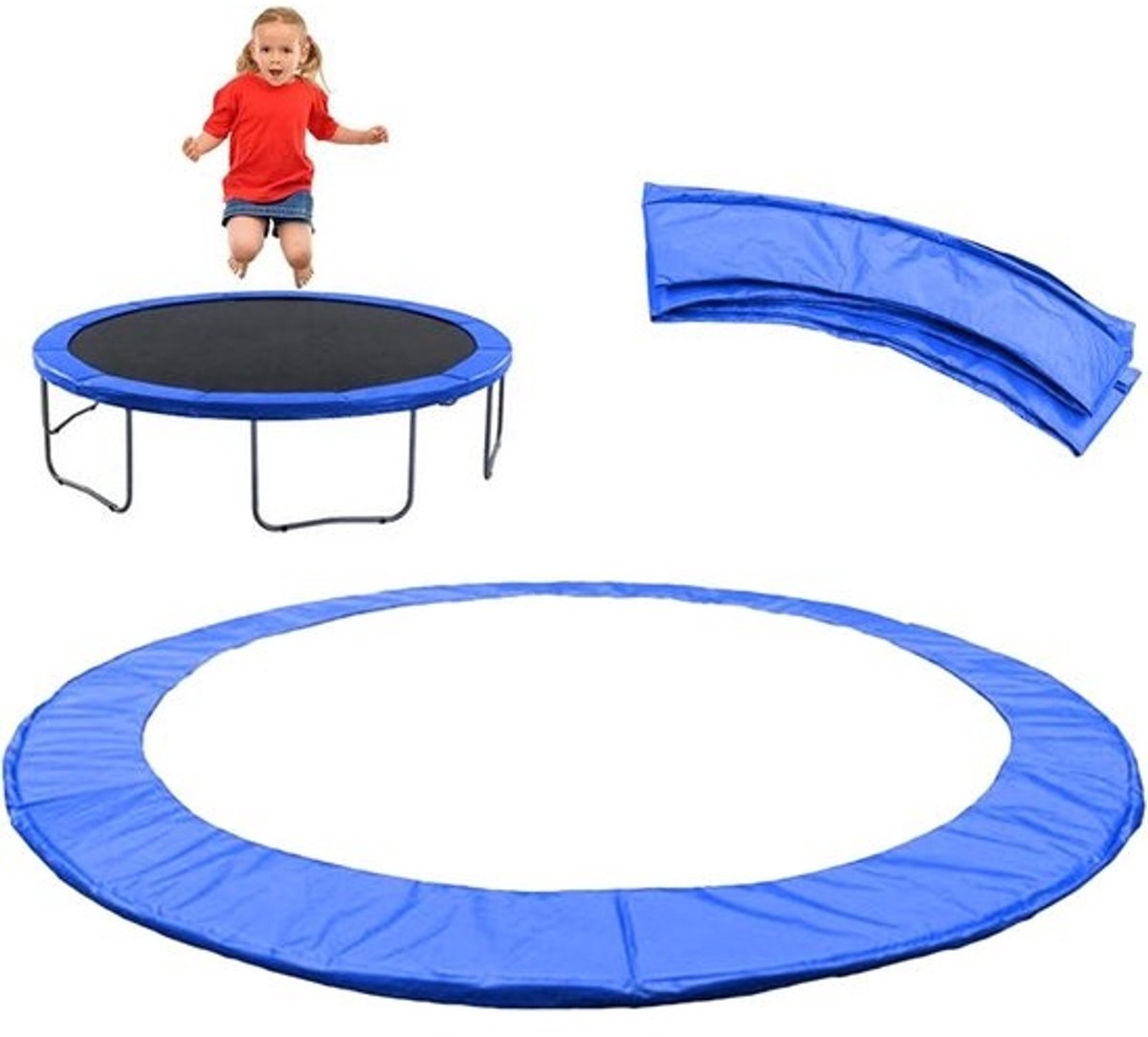 Beschermhoes voor trampoline - Veiligheidsmat - Buitenspelen - Waterdicht en uv-bestendig - 2.44 m of 3.06 m - Blauw