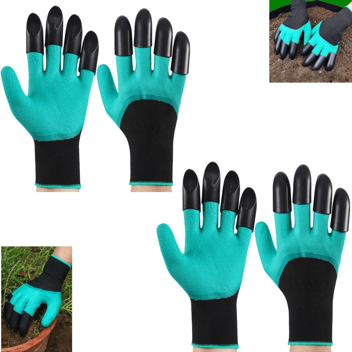 Set van 2 Tuinhandschoenen met Klauwen voor Mannen en Vrouwen, Waterdichte Handschoenen voor Graven, Planten en Tuinieren met 8 Klauwen, Ideaal voor Tuinwerk en Landschapsverzorging