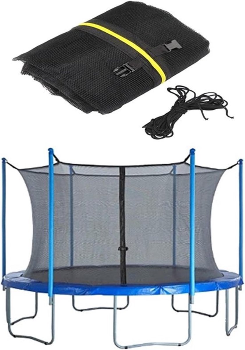 Veiligheidsnet voor trampoline - Vervangend net - Veilig springplezier - Versterkte randen - 8FT - Diameter - Zwart