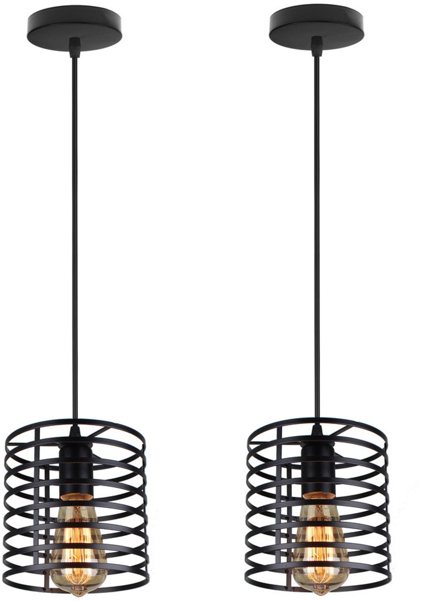 2 Stuks Hanglampen Slaapkamer Moderne E27 Kroonluchter Binnen Plafondlamp Zwart