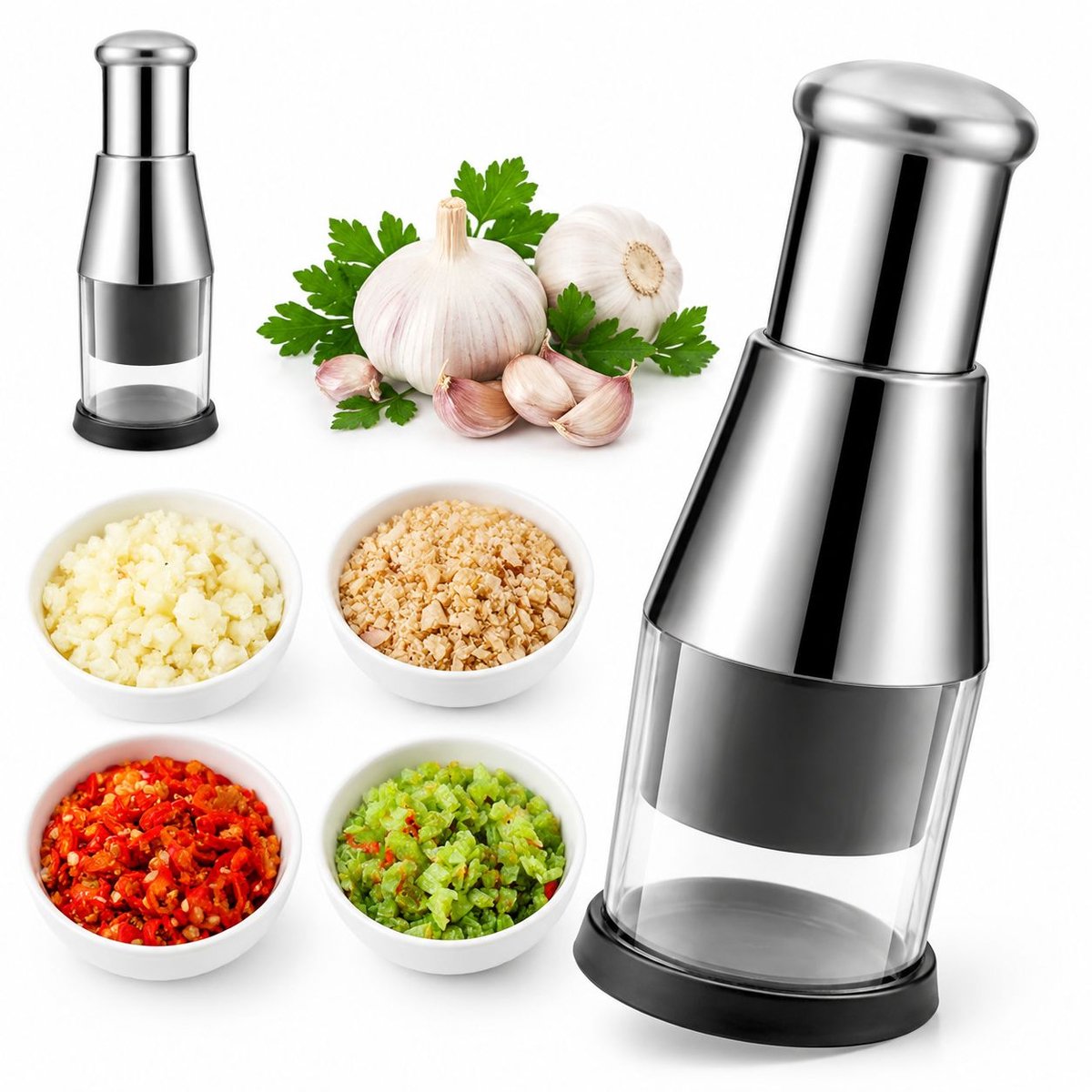 VHV - Knoflookpers - 1 stuks - Zilver - Knoflookpersen - Gemberpers - Lookpers - Knoflookstamper