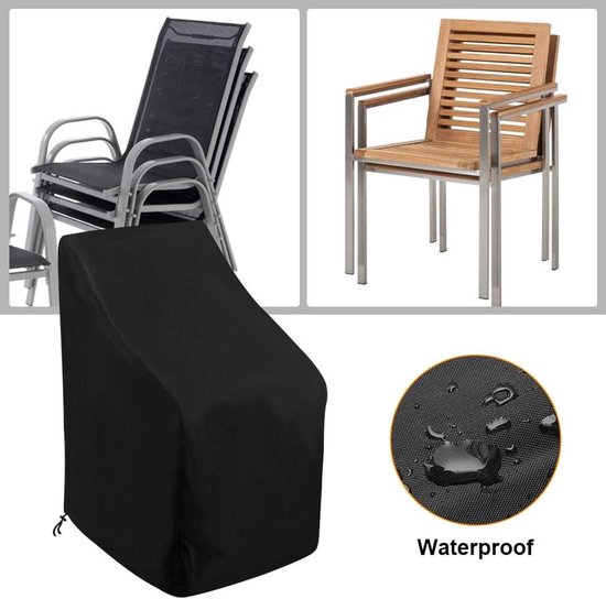 VHV - Stapelbare tuinstoelhoes - Waterdicht - UV-bestendig - 64 x 70/120 cm - Zwart - Tuinmeubelhoes - Oxfordstof — afbeelding 3