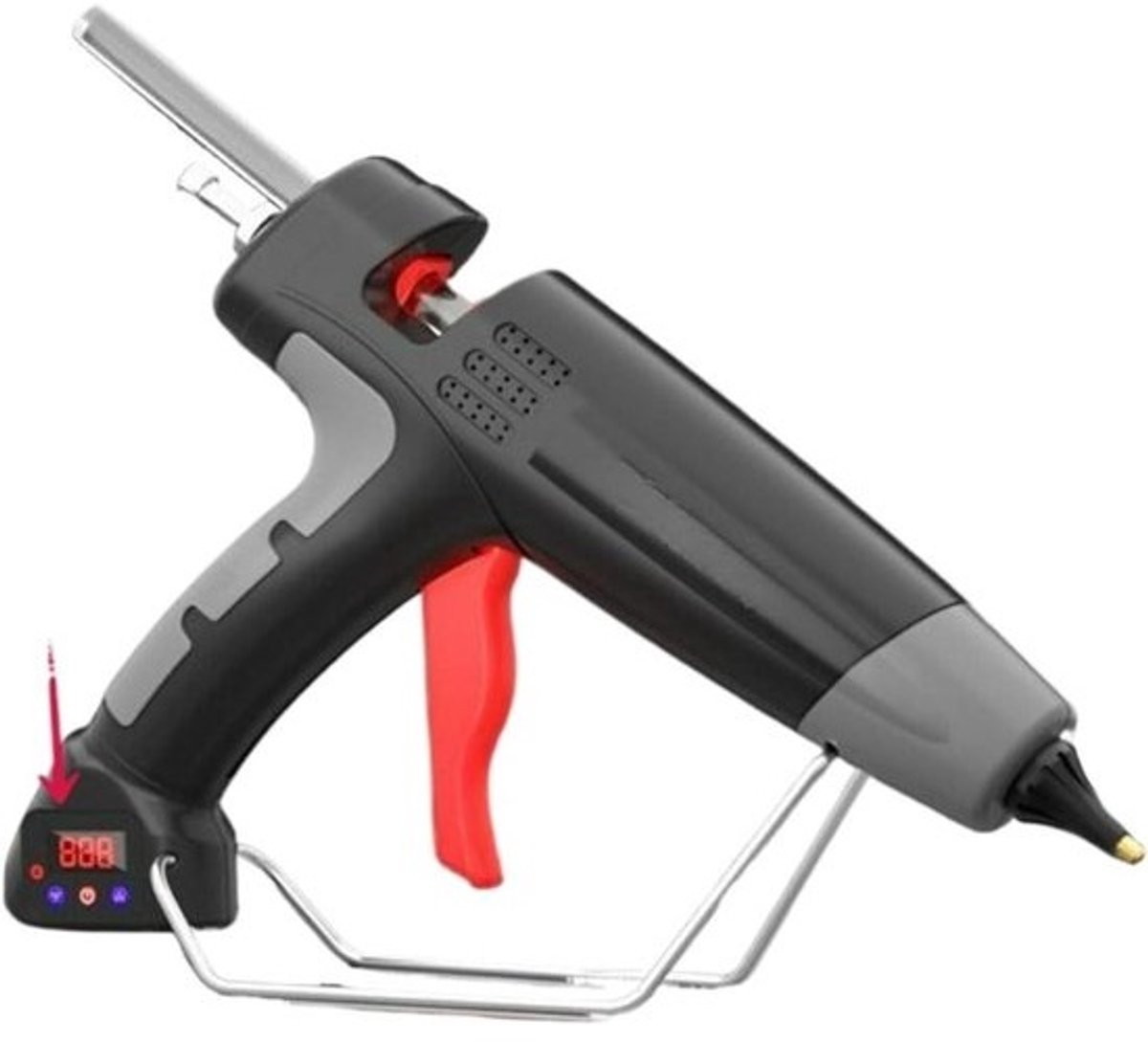 Lijmpistool - Voor hete lijm - Voor huis en hobby - Met digitale temperatuurregeling - 7 mm en 11 mm - Zwart