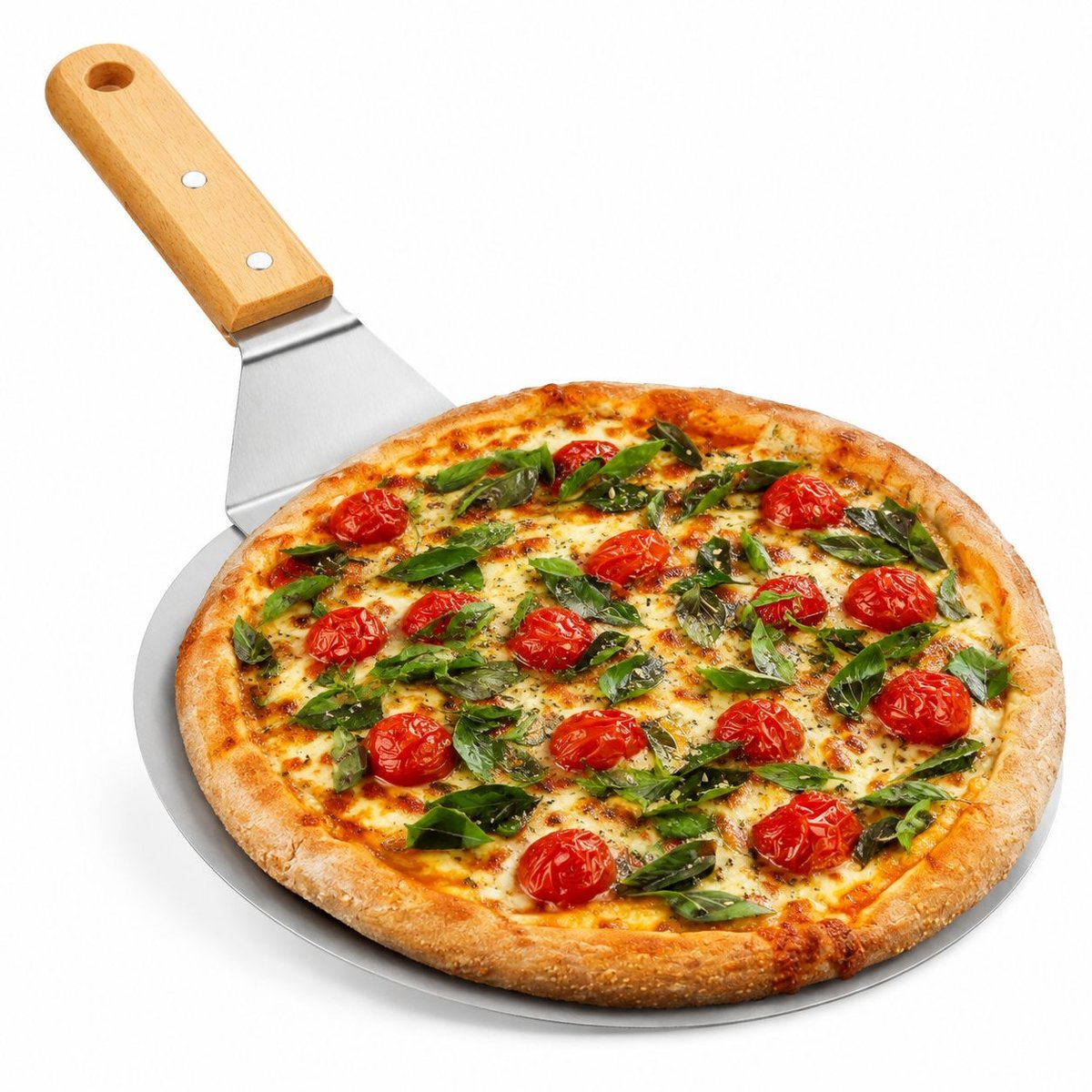 VHV - Pizzaschep - 1 stuk - Roestvrij staal - Zilverkleurig/bruin - in de keuken