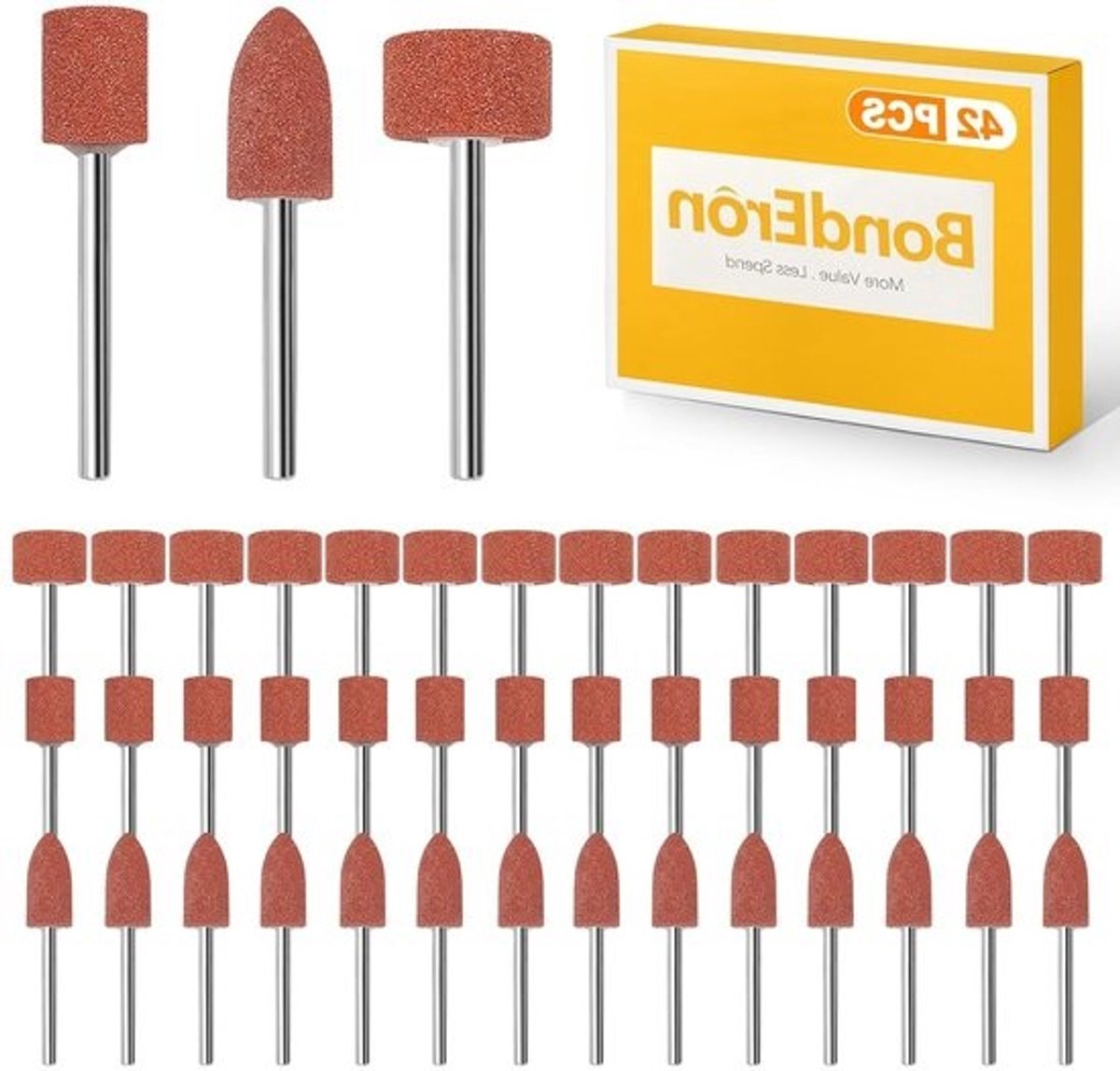 Slijpstiftenset - voor metaalbewerking - voor slijpen, polijsten en ontbramen - 42-delig - aluminiumoxide