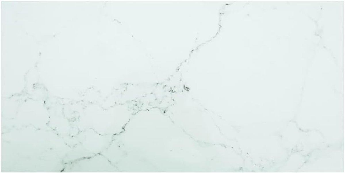 Wit 100 x 50 cm 6 mm gehard glas in marmerlook bijzettafelblad voor eettafels en salontafels 1 stuk