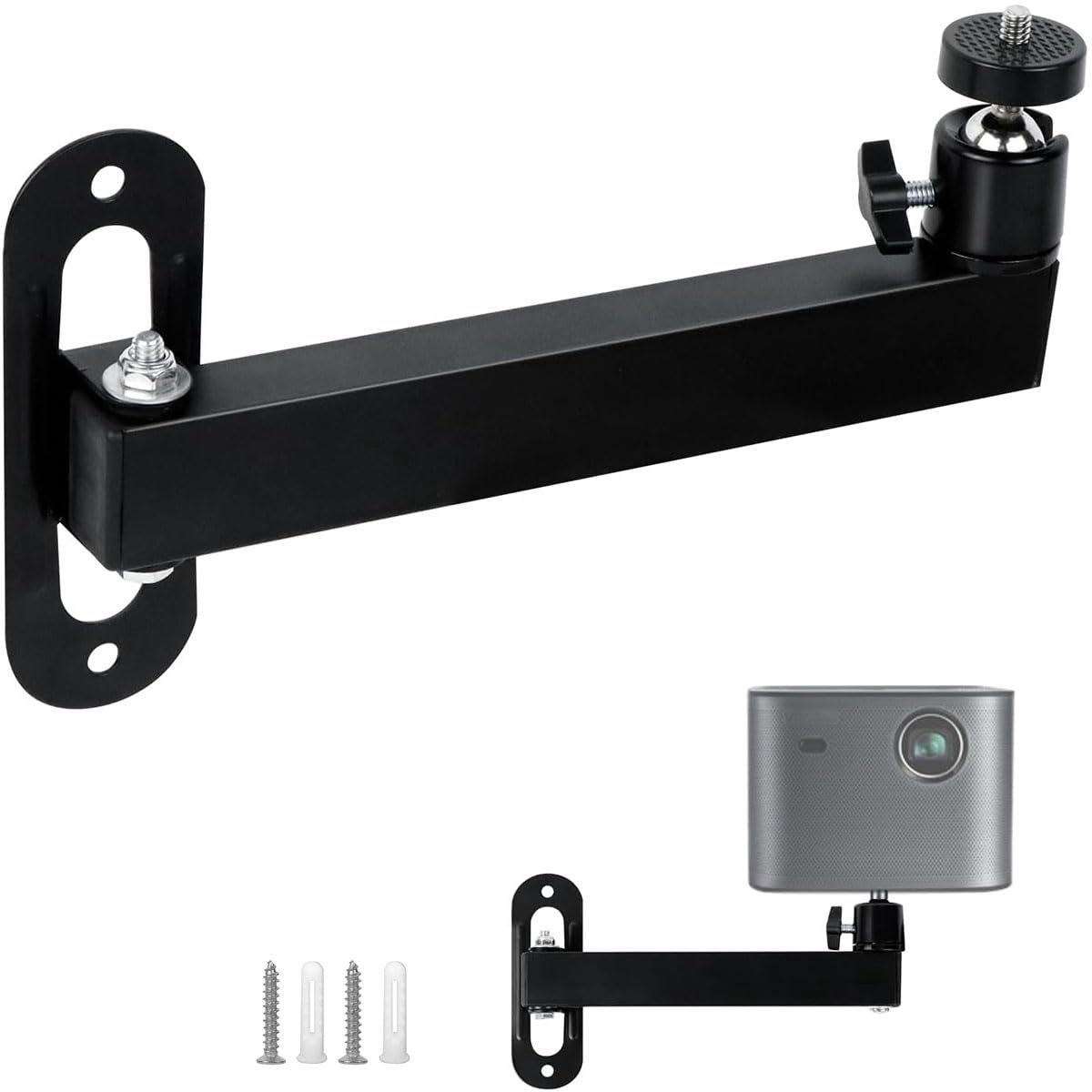 Projector-wandhouder, metaal, houder voor videoprojectoren, 360 graden draaibaar, met 1/4 inch schroefdraad - ShopVlot
