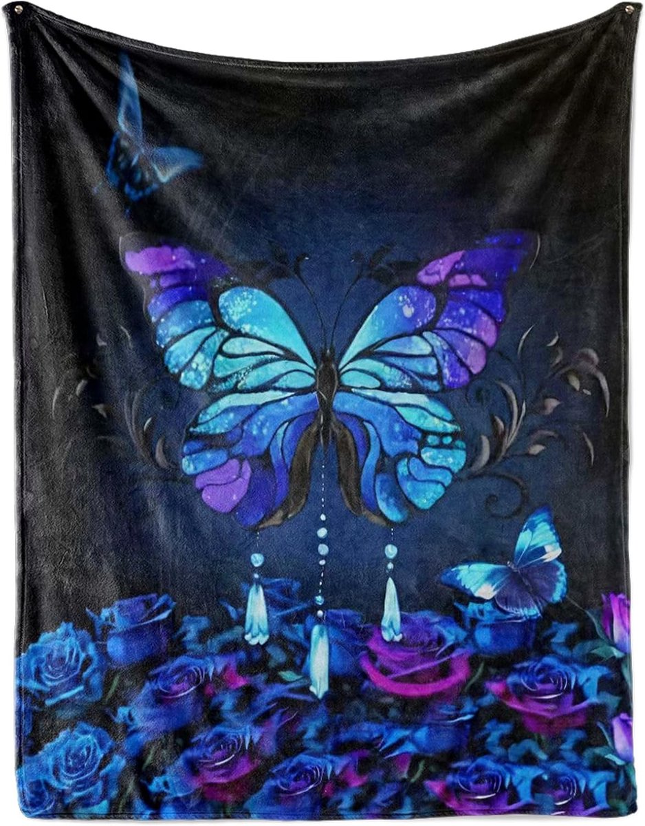 Cuddly Blanket Butterfly Blanket Soft Pink Lilac Floral Flannel Blanket with Butterfly Pattern Purple Baby Blanket - ShopVlot