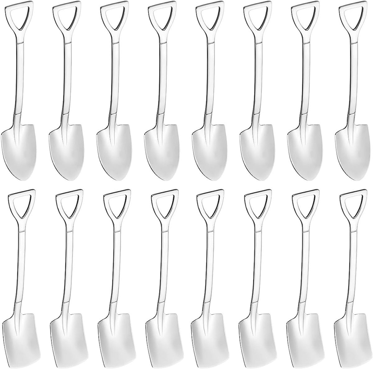 Pack of 16 Stainless Steel Spoons, Creative Shaped Spoons, Sweet Spoon, Fruit Spoon, Dessert Spoon, Drinks Mixing - ShopVlot