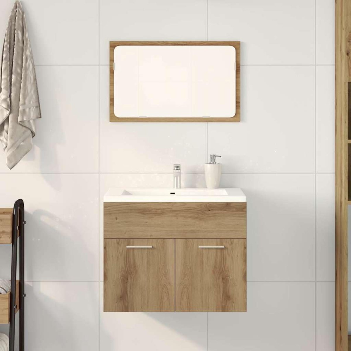 2-delige badkamermeubelset Artisan eiken houtmateriaal met