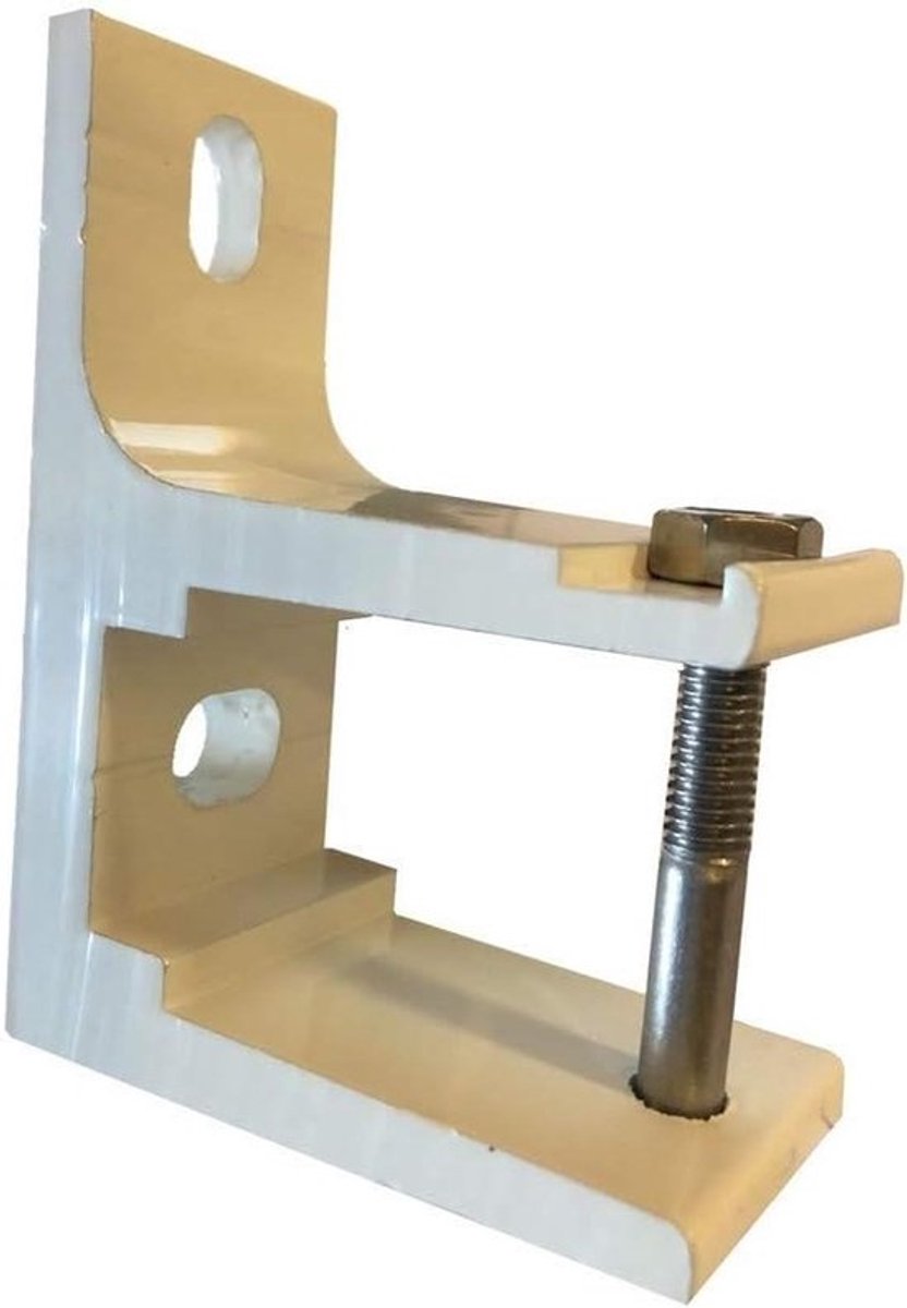 Montagebeugel voor vierkante stang - Roedehouder van aluminium - Raambekleding bevestigen - Geschikt voor buitenmontage - 35x35cm - Wit