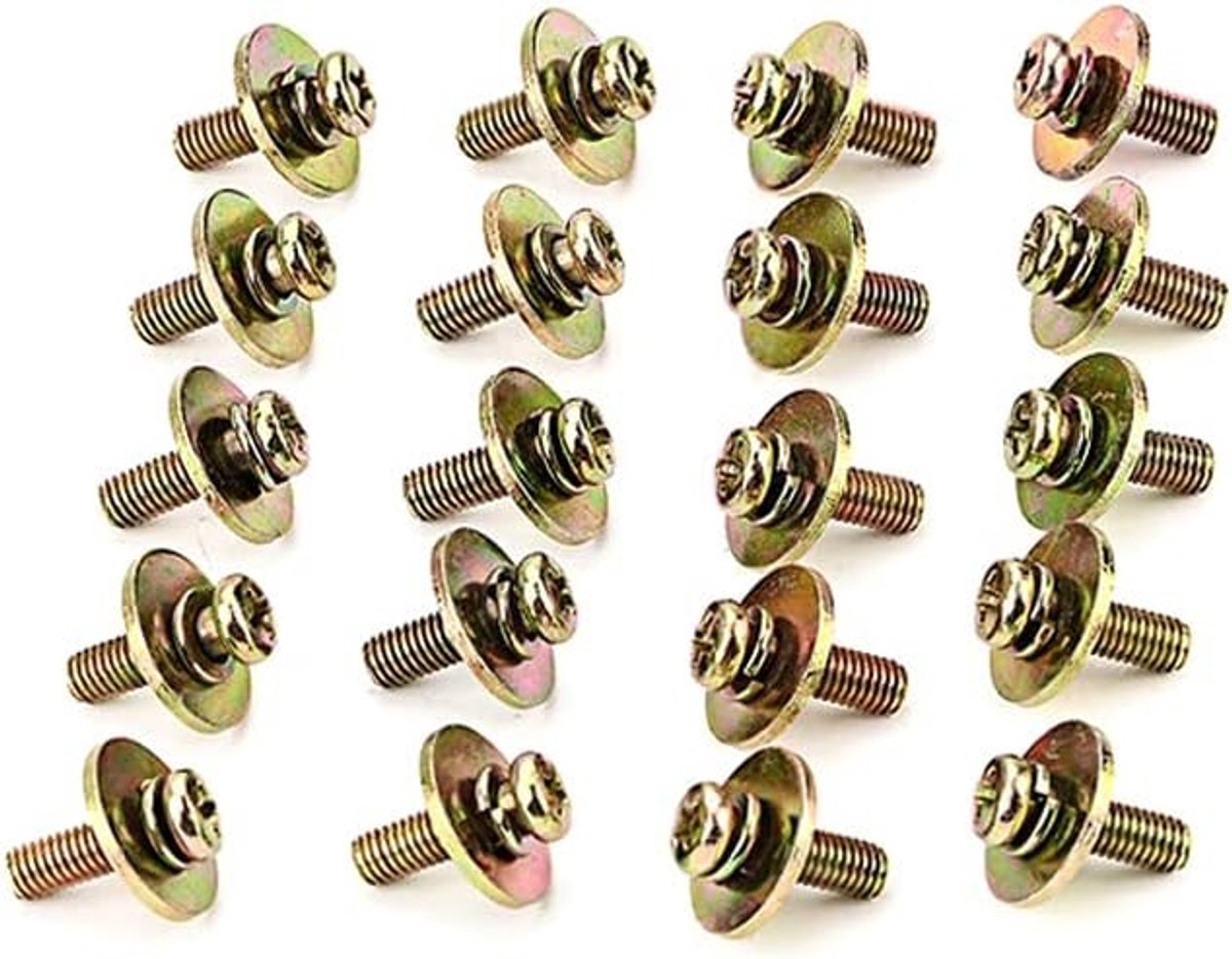 20 Stuks Metalen Drum Set Lug Claw Haak Bevestigingsschroeven met Wasmachine voor Snare, Tom en Bass Drum Lugs