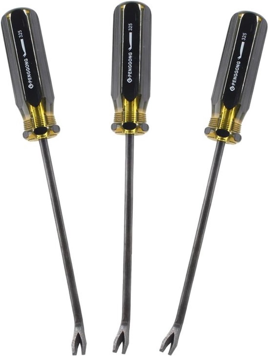 Set nietverwijderaars - Tack lifter-tool - Meubelreparatie - V-tipontwerp - 24.8 cm - Lengte - Zwart-geel