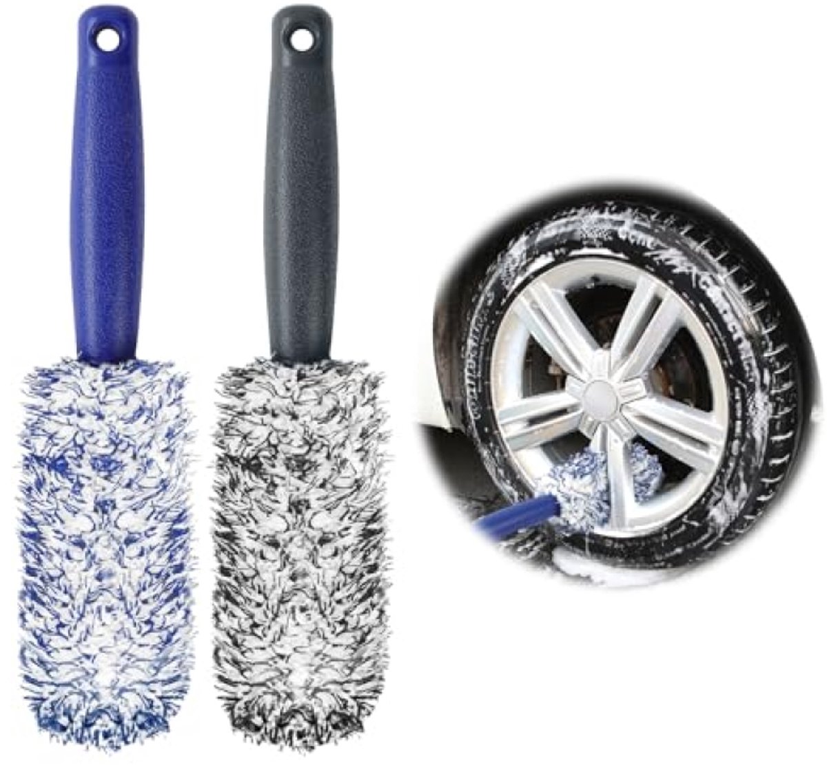Velgenborstel set van 2 stuks - Microvezel voor grondige reiniging - 30 cm lengte