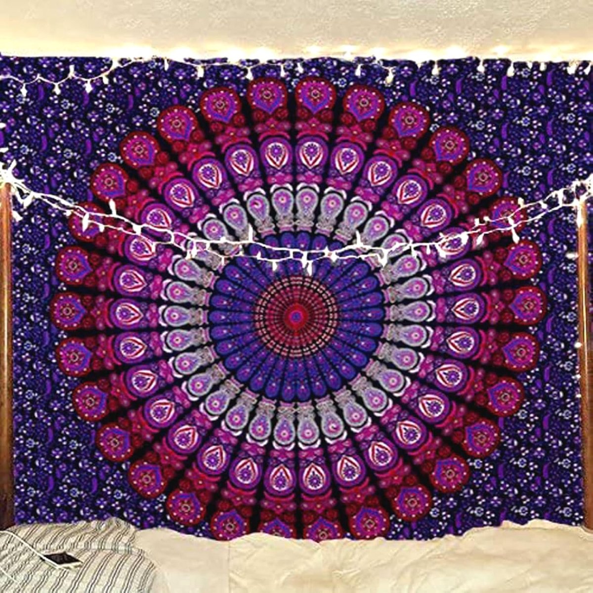 Raajsee Mandala Tapestry, Indian Cotton, Multi-Coloured (220 x 210 cm) - ShopVlot