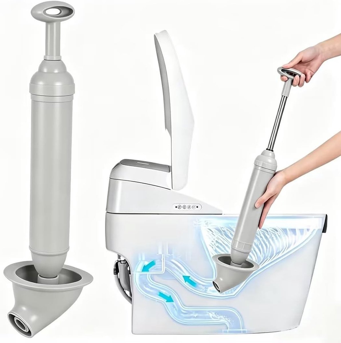Effectieve zuignapreiniger voor toilet, gootsteen en badkuip - Hoge druk afvoerreiniger zonder chemicaliën, ideaal voor dieptereiniging en verstoppingen