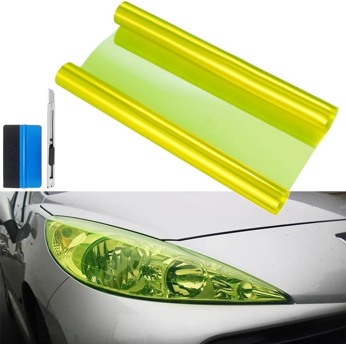 Verlichting Plakband Fluorescerend Geel voor Koplampen, Achterlichten en Mistlampen - 30x120 cm