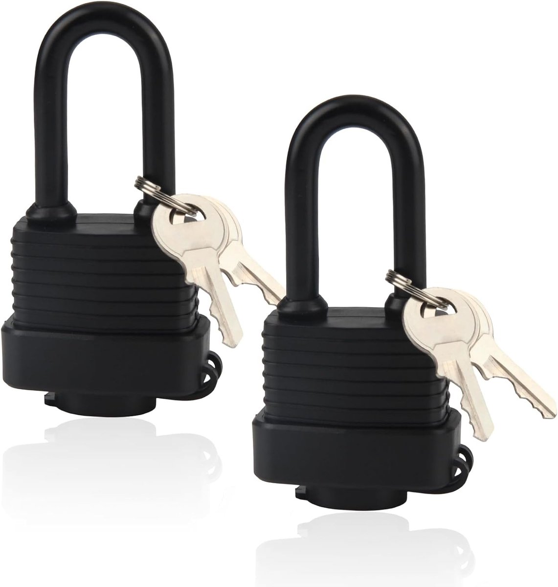 Weerbestendige lange hangslot set van 2 stuks, 40 mm, met sleutels voor buitengebruik