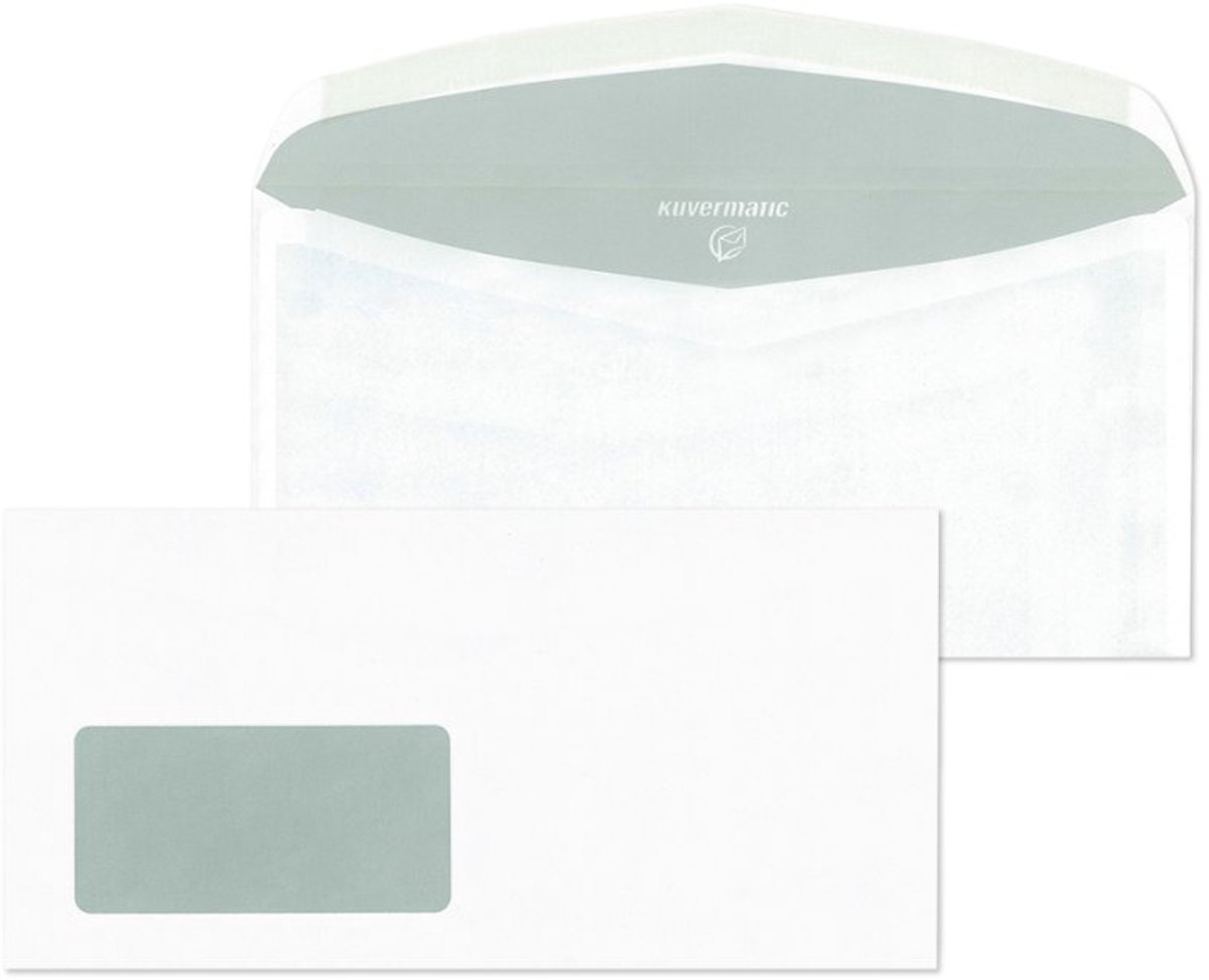 MAILmedia enveloppen Kuvermatic C6/5, wit met venster, 114×229 mm, 1000 stuks