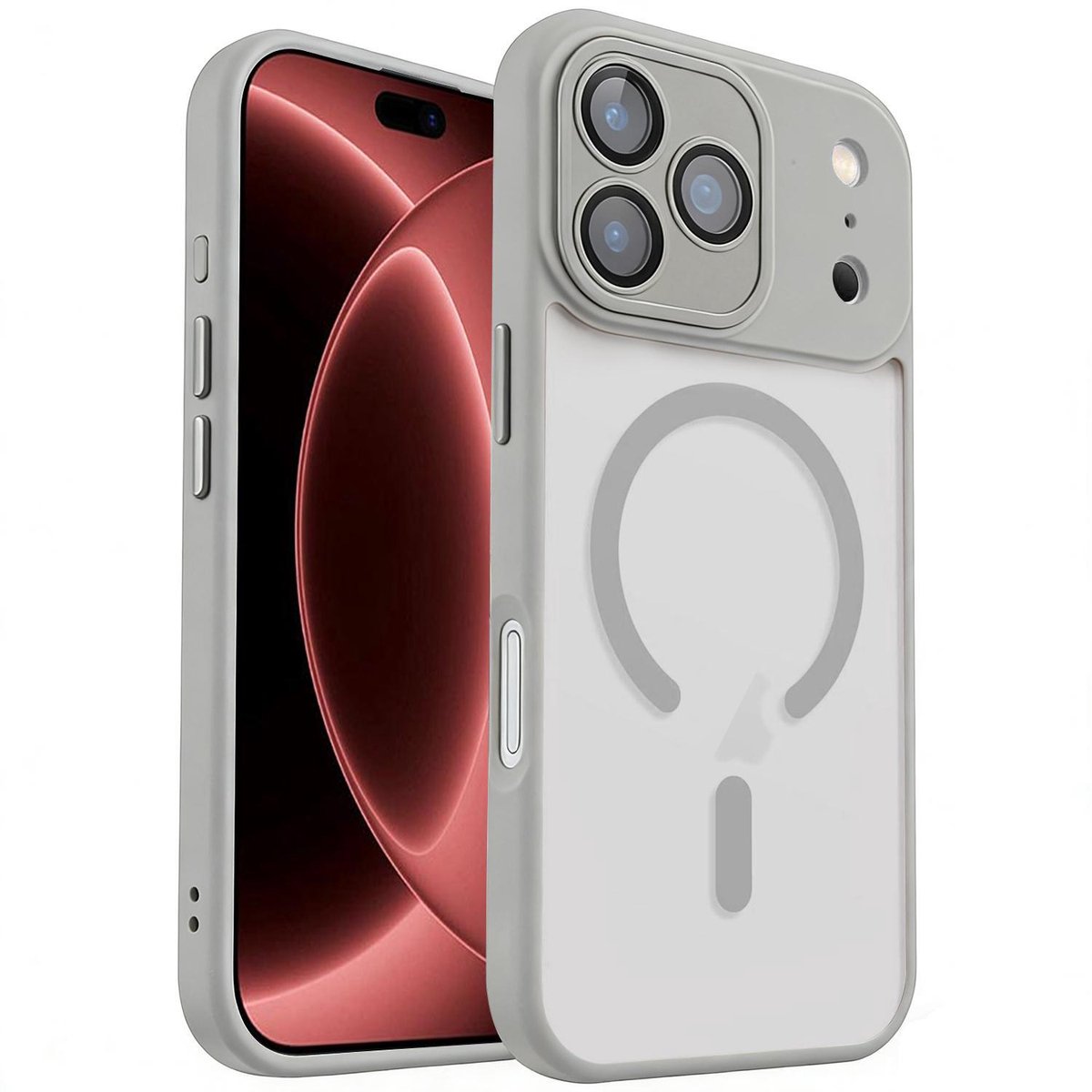 XDcase Skin Feel Transparant Mat Hoesje met MagSafe magneet & Lensbescherming – Apple iPhone 18 Pro Grey