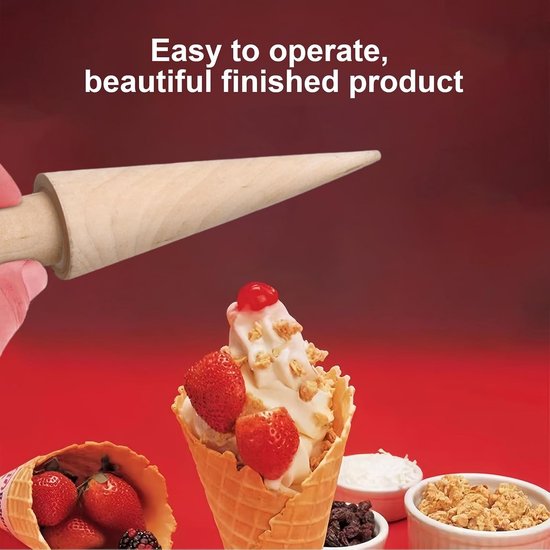 Set van 2 houten wafelmolens voor het maken van wafels en ijsconussen, ideaal voor DIY desserts en snacks — afbeelding 2