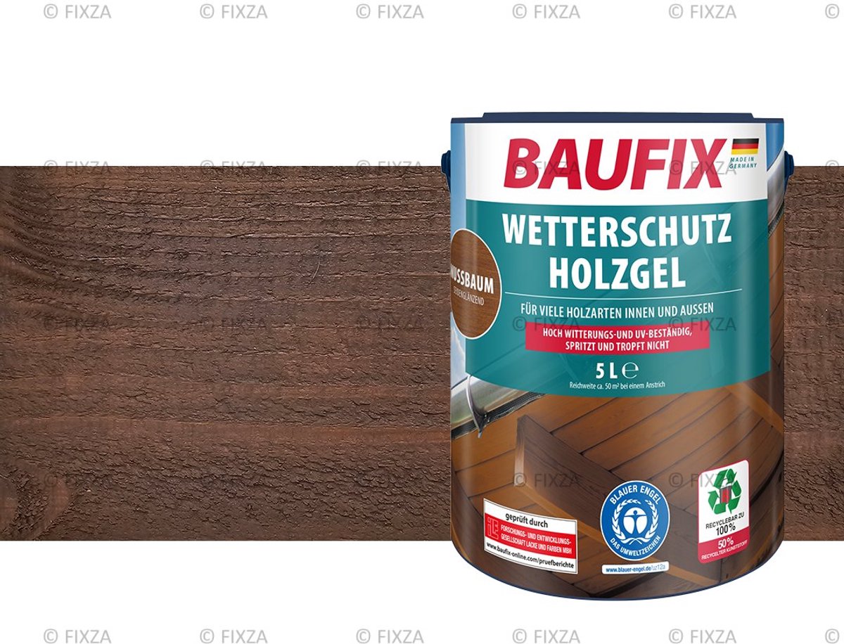 BAUFIX Buitenbeits – Notenbruin – Zijdeglans – 5 Liter – Voor Schutting, Tuinhuis & Blokhut – UV- & Weerbestendig