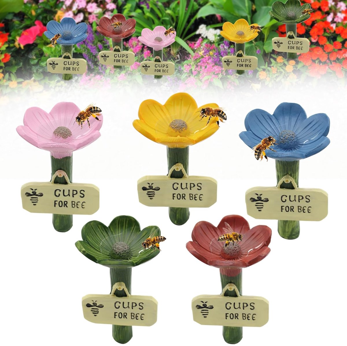 5 stuks insectendrinkbekers, bijendrinkbekers voor de tuin, insectendrinkbak buiten, bijenbad voor dorstige bestuivers - ShopVlot