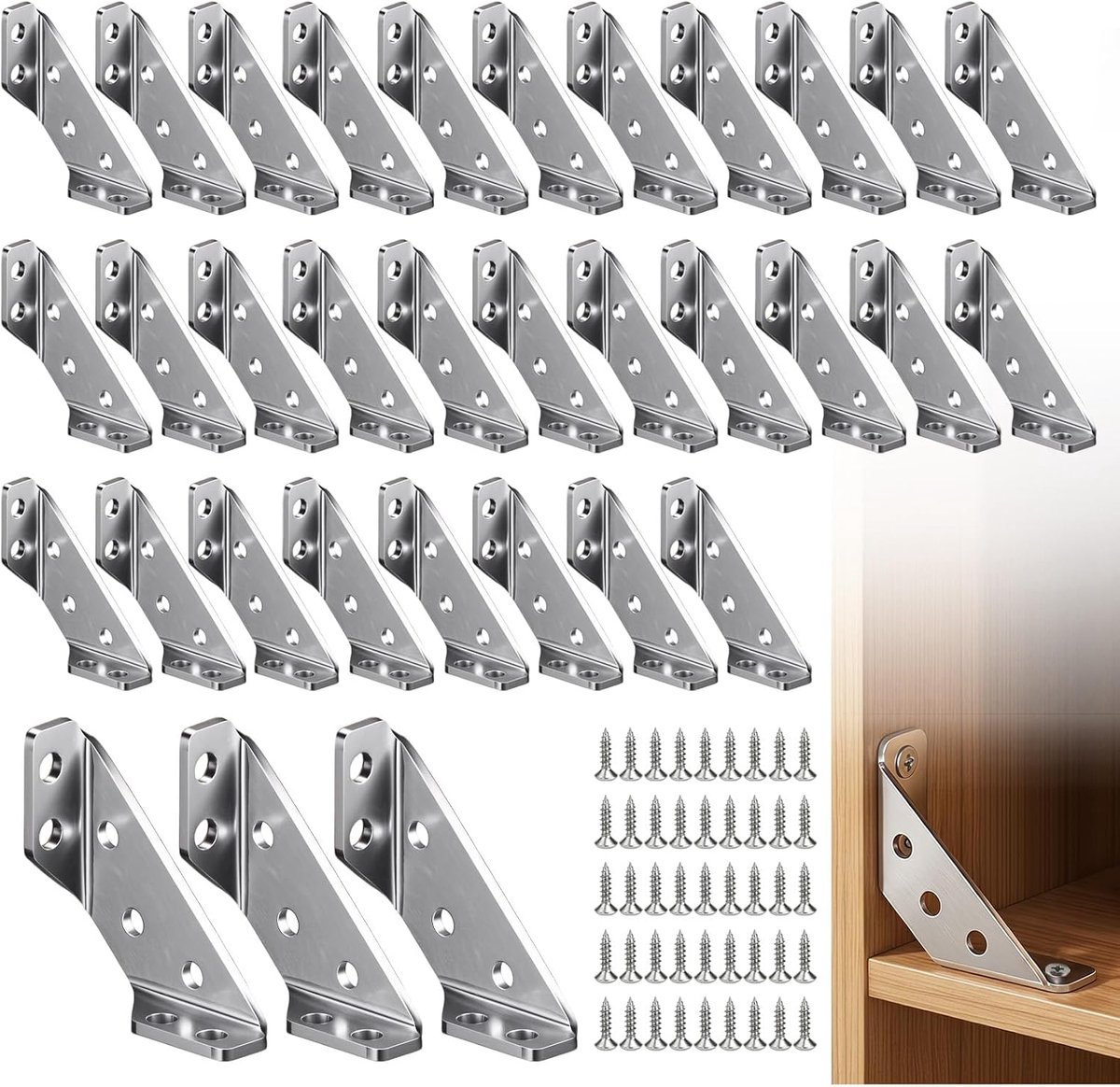 30 pieces triangular brackets, stainless steel, corner clamps, triangular shape, corner clamps, universal corner - ShopVlot