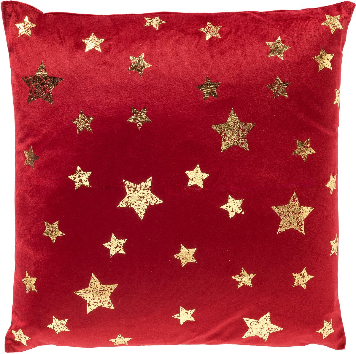 Textino kerstkussen STARRY-SKY - sierkussen 45x45 cm - fluweel - sterren - rood, goud - inclusief binnenkussen