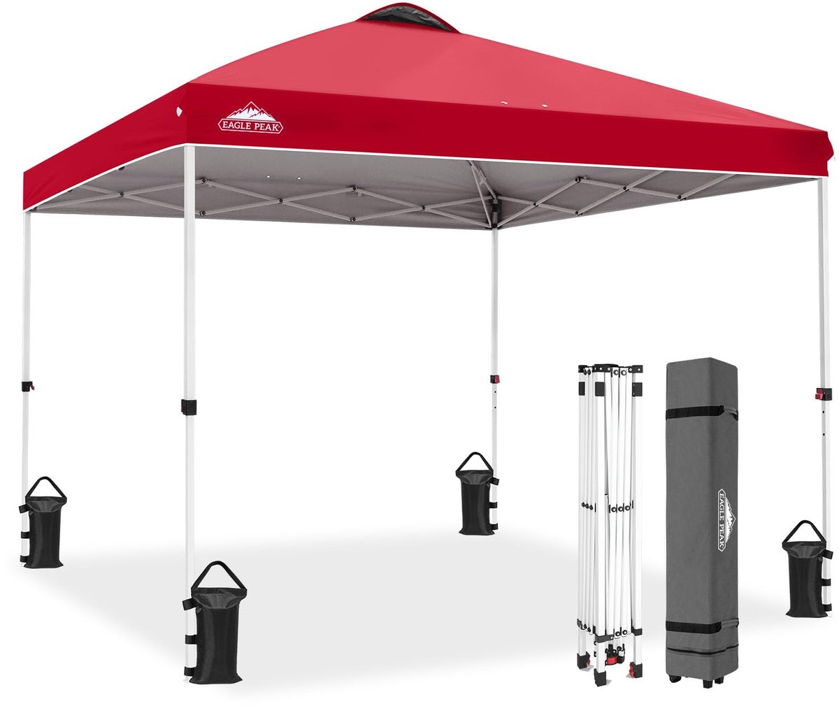 EAGLE PEAK 3 m x 3 m pop-up tuinhuisje tent instant outdoor luifel rechte been onderdak (rood) - ShopVlot
