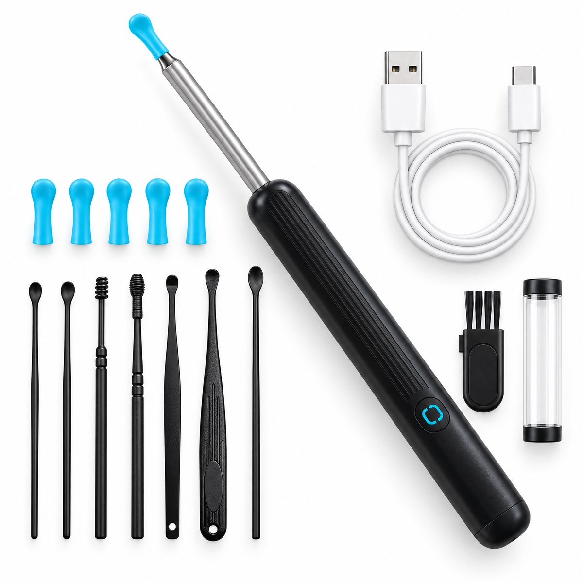 Cheqo® Oorsmeer Verwijderaar met Camera - Oorreiniger - Oor Camera - Ear Cleaner - Oren Schoonmaken - Otoscoop - Oorlepel - Oorsmeer Verwijderen - Earscratcher - Ooreiniging - met WiFi en App op Smartphone - HD Camera