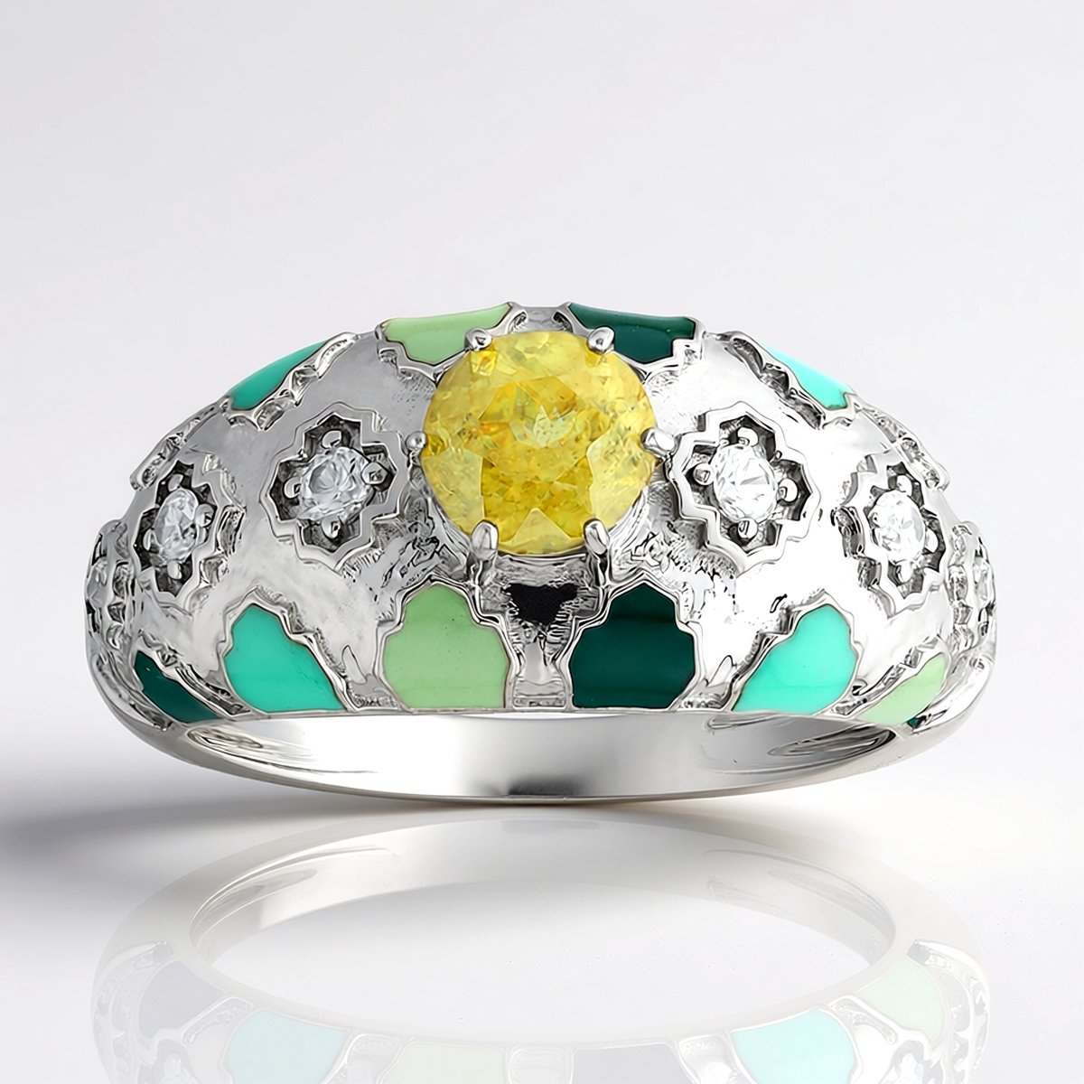 Cavill - Filigraan Bloemenring - 0,63 ct Ronde Sfeen uit Madagaskar - 925 Sterling Zilver met Platina - Cambodjaanse Zirkonia - Elegant Design