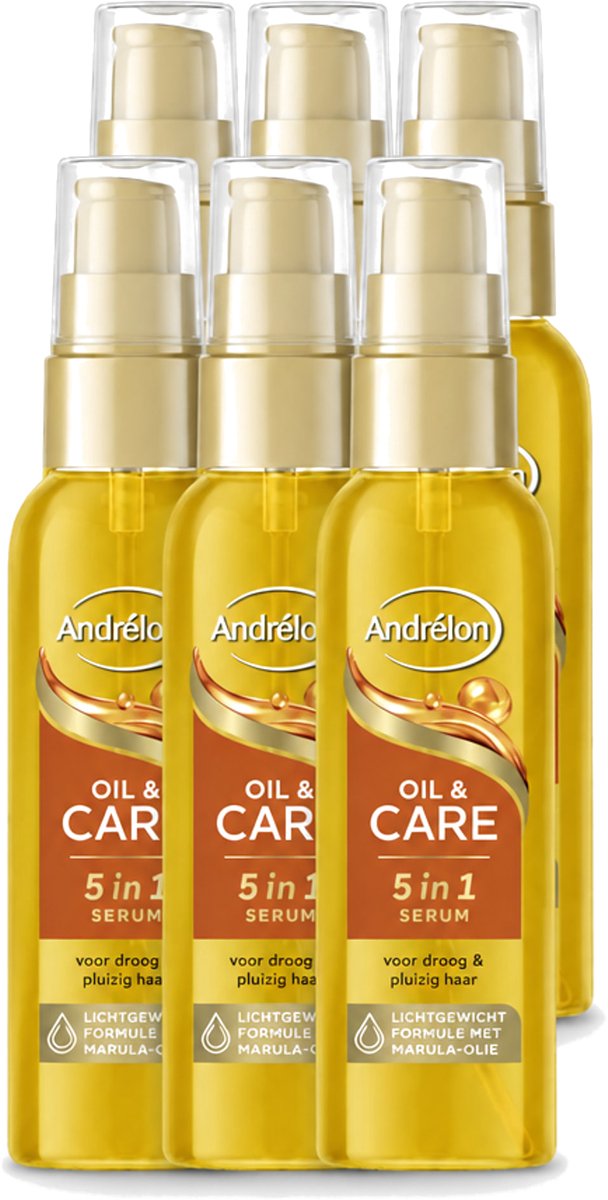 6 x Andrélon – Haarserum – Oil & Care – 75 ml - Voordeelverpakking - 6 stuks