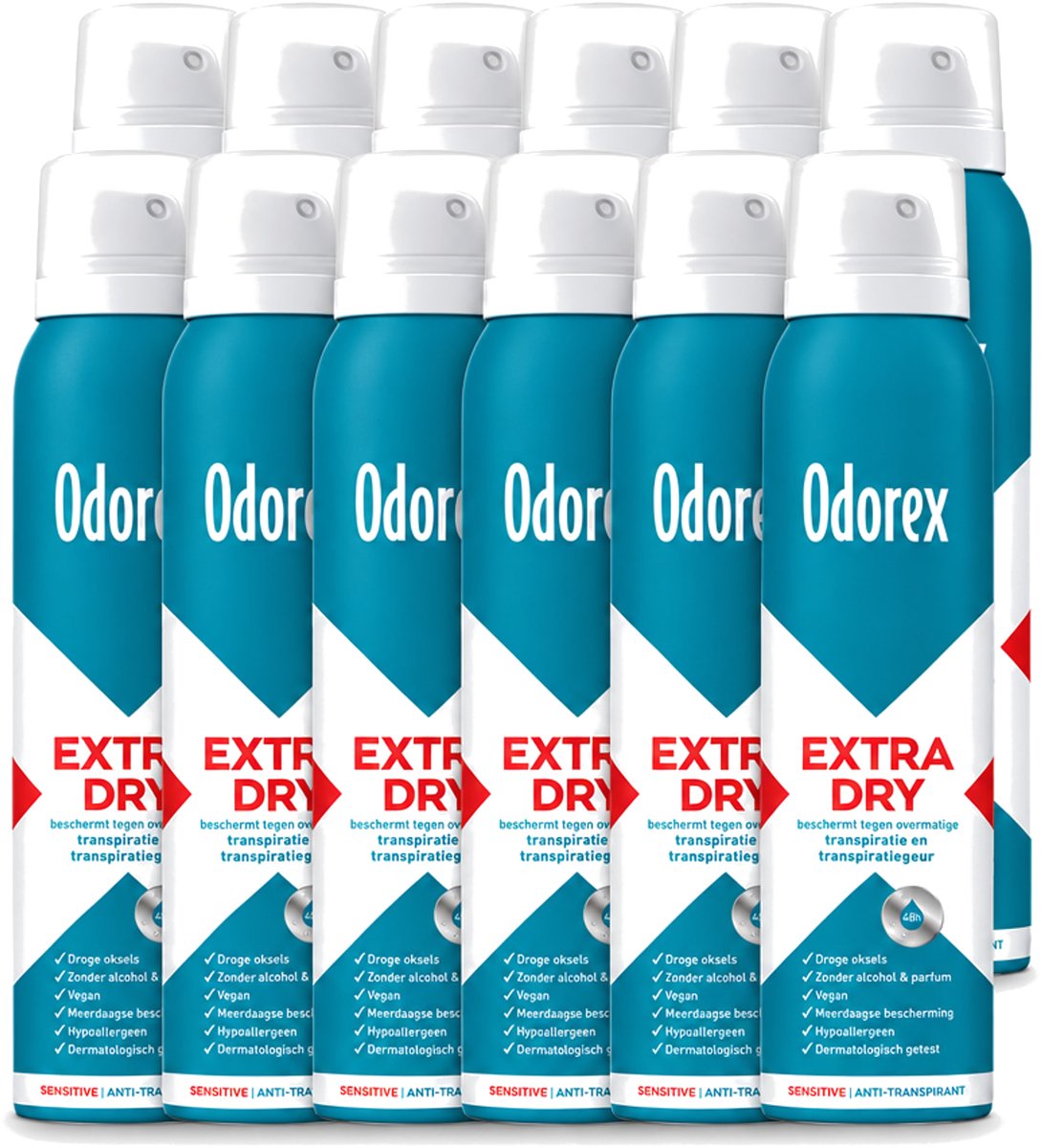 12 x Odorex – Anti-transpirant spray – Extra Dry Sensitive – 150 ml - Voordeelverpakking - 12 stuks