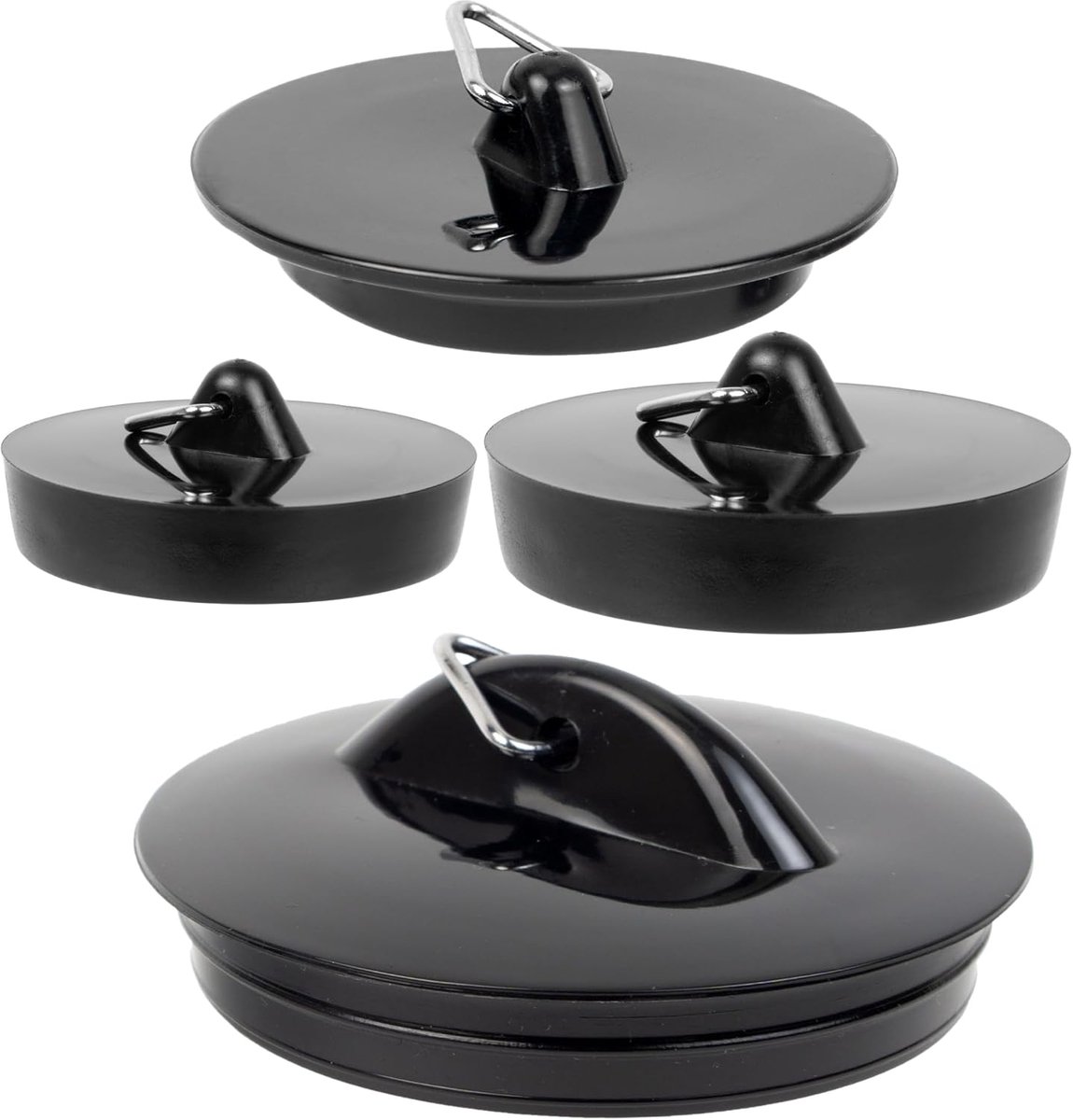 Afvoerstopper universeel - Set van 4 - Geschikt voor diverse afvoerdiameters - Ideaal voor keuken en badkamer - ShopVlot