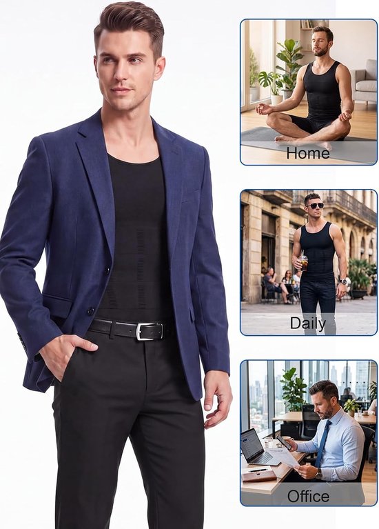 Herbruikbare set van 3 slankmakende thermische compressietanktops voor heren - ideaal voor shapewear en ondersteuning — afbeelding 5