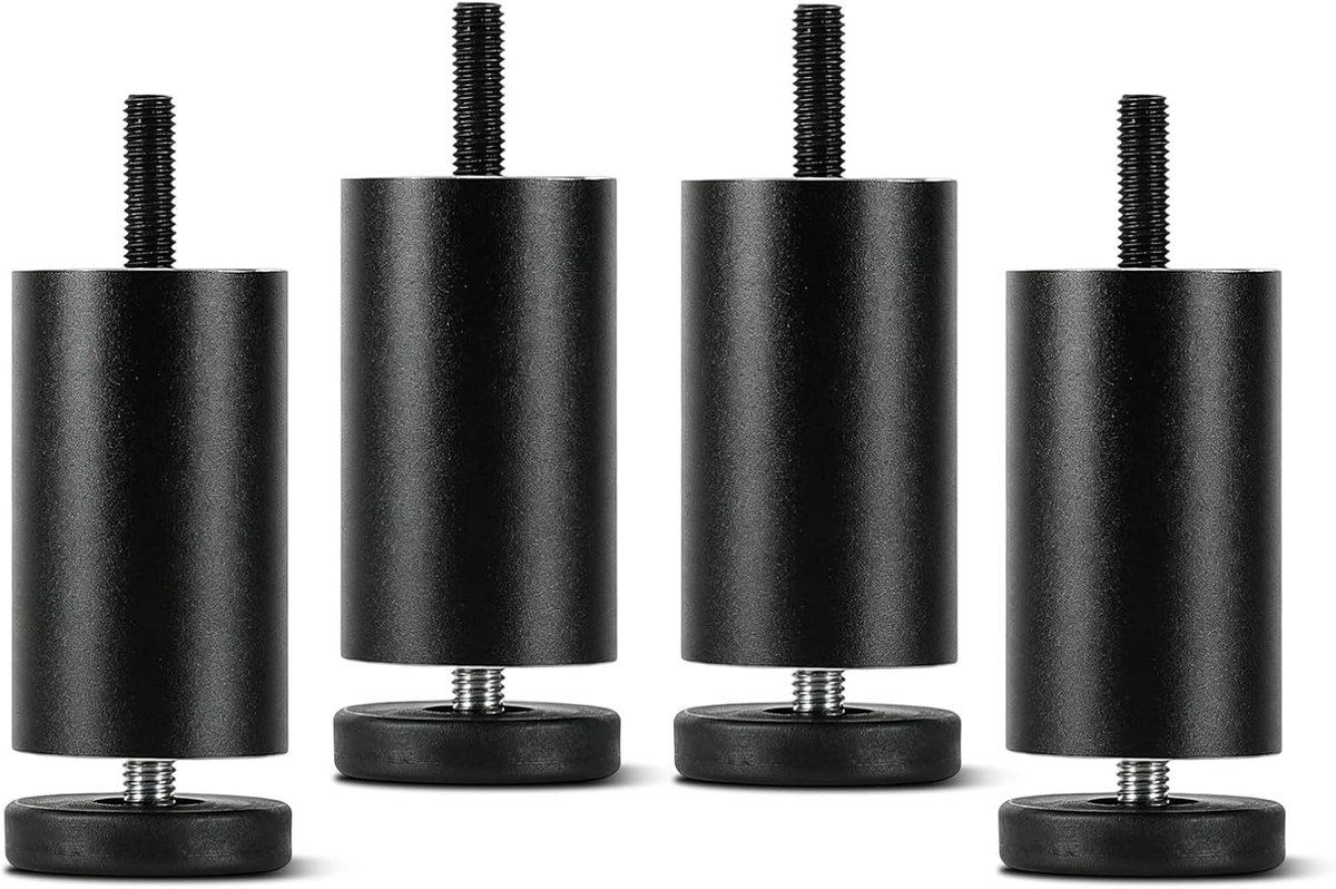 Meubelpoten hoogte verstelbaar 12 cm - aluminium zwart - 4 stuks - flexibel in hoogte voor meer comfort - ShopVlot
