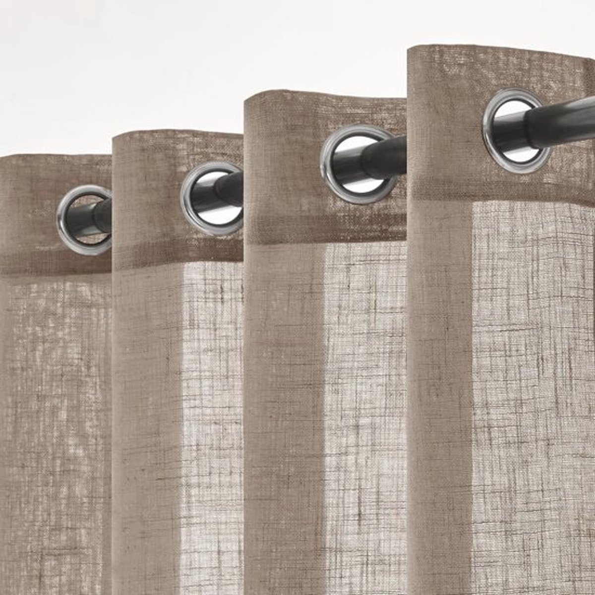 Linnen vitragegordijnen - Moderne raambekleding - Woonkamerdecoratie - Wasbaar materiaal - 140x145 cm - Donkerbruin