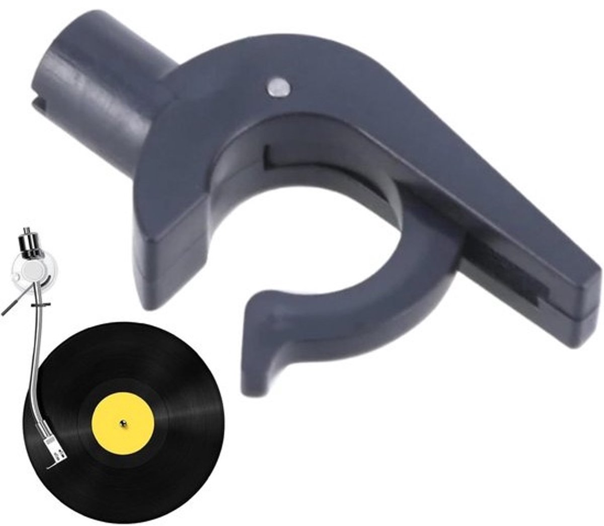 Armsteun voor platenspeler - Houder voor naaldarmclip - Stabilisatie van platenspeler - Voorkomt wegglijden - 4 x 1 cm - Zwart
