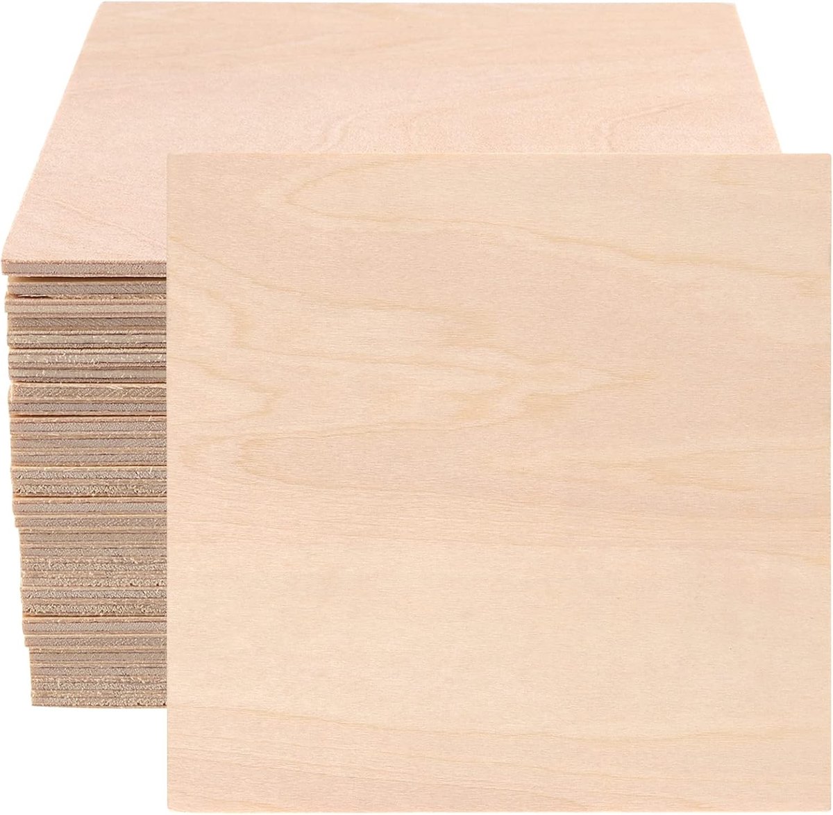 60 Stuks 100x100x2mm Vierkante Birkenshout Platen, Dunne Houtbladen voor DIY en Schilderen, Creatieve Projecten