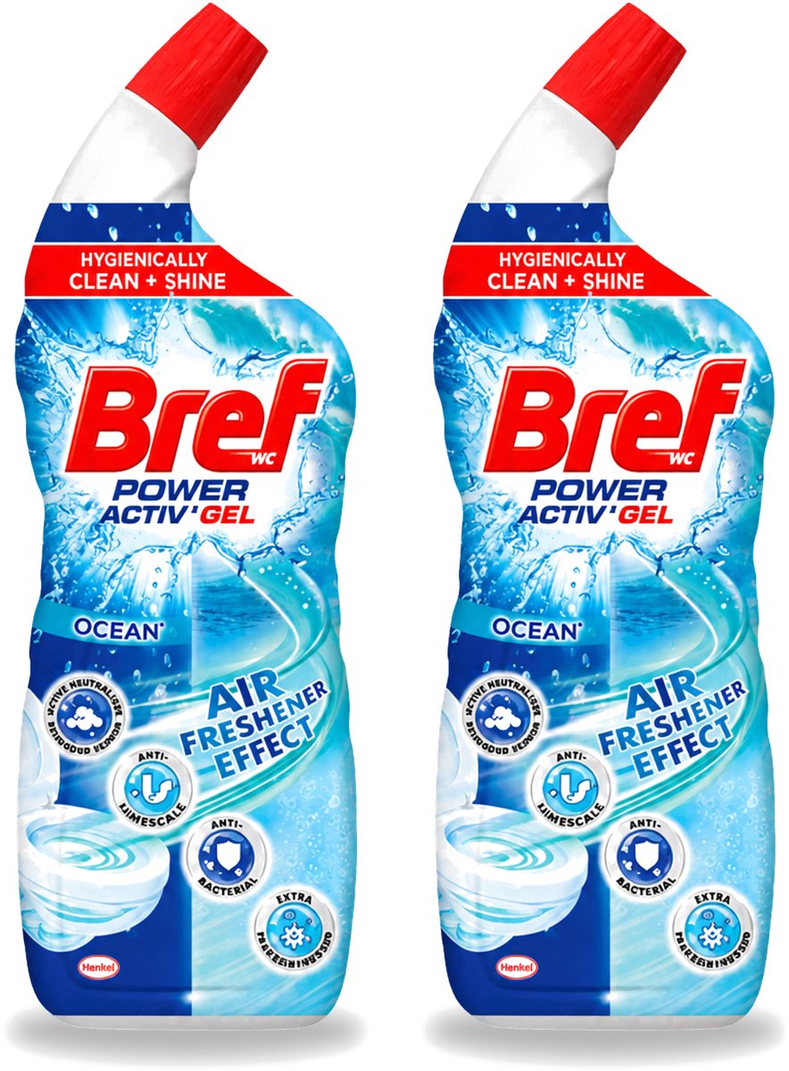 2 x Bref WC - Power Activ+ - Toiletreiniger - Anti-Kalk - Oceaan - 700 ml - Voordeelverpakking - 2 stuks